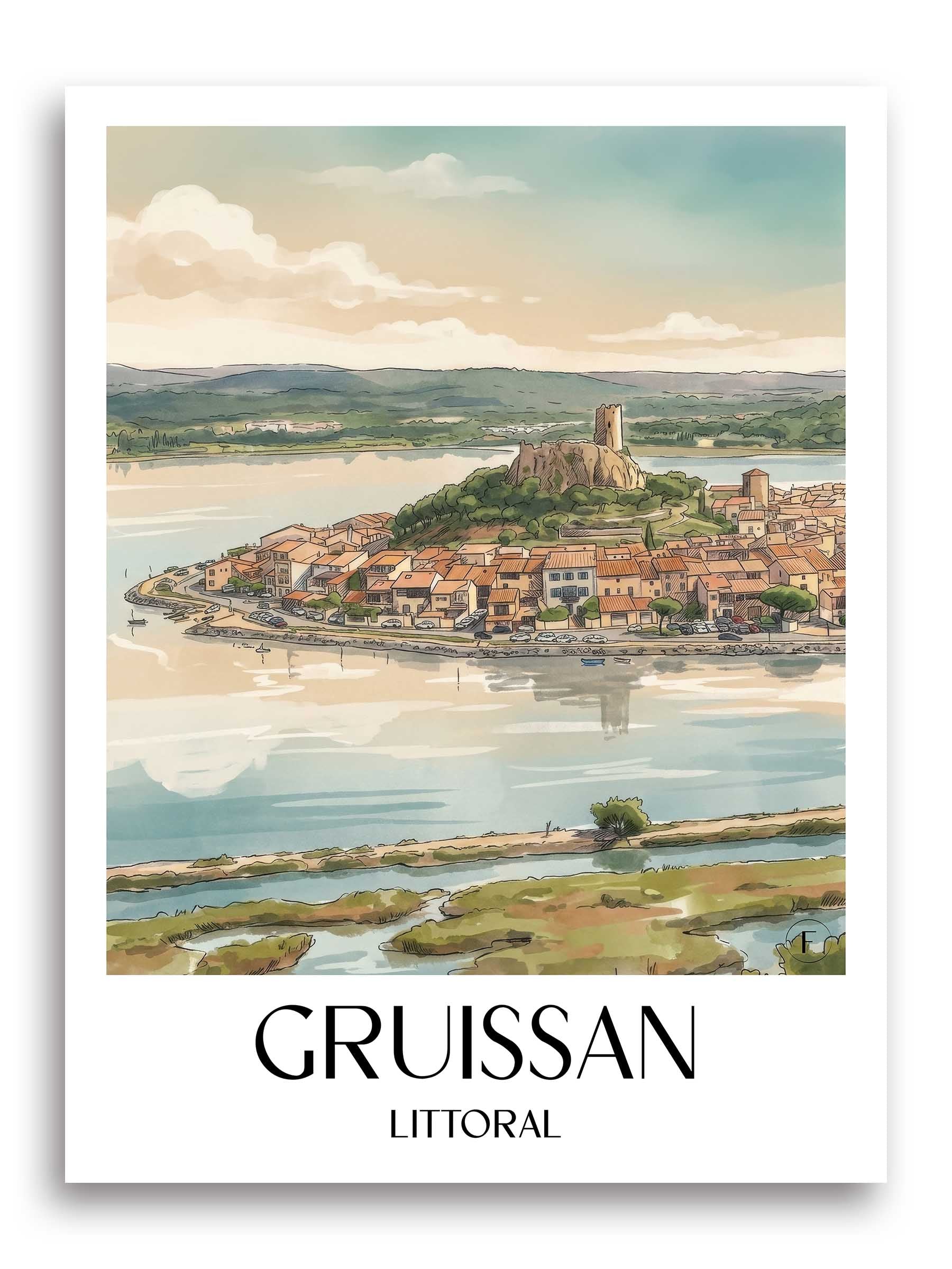 Gruissan Poster - Littoral - Frankreich Kunstdruck - Aquarell von A4 bis A1