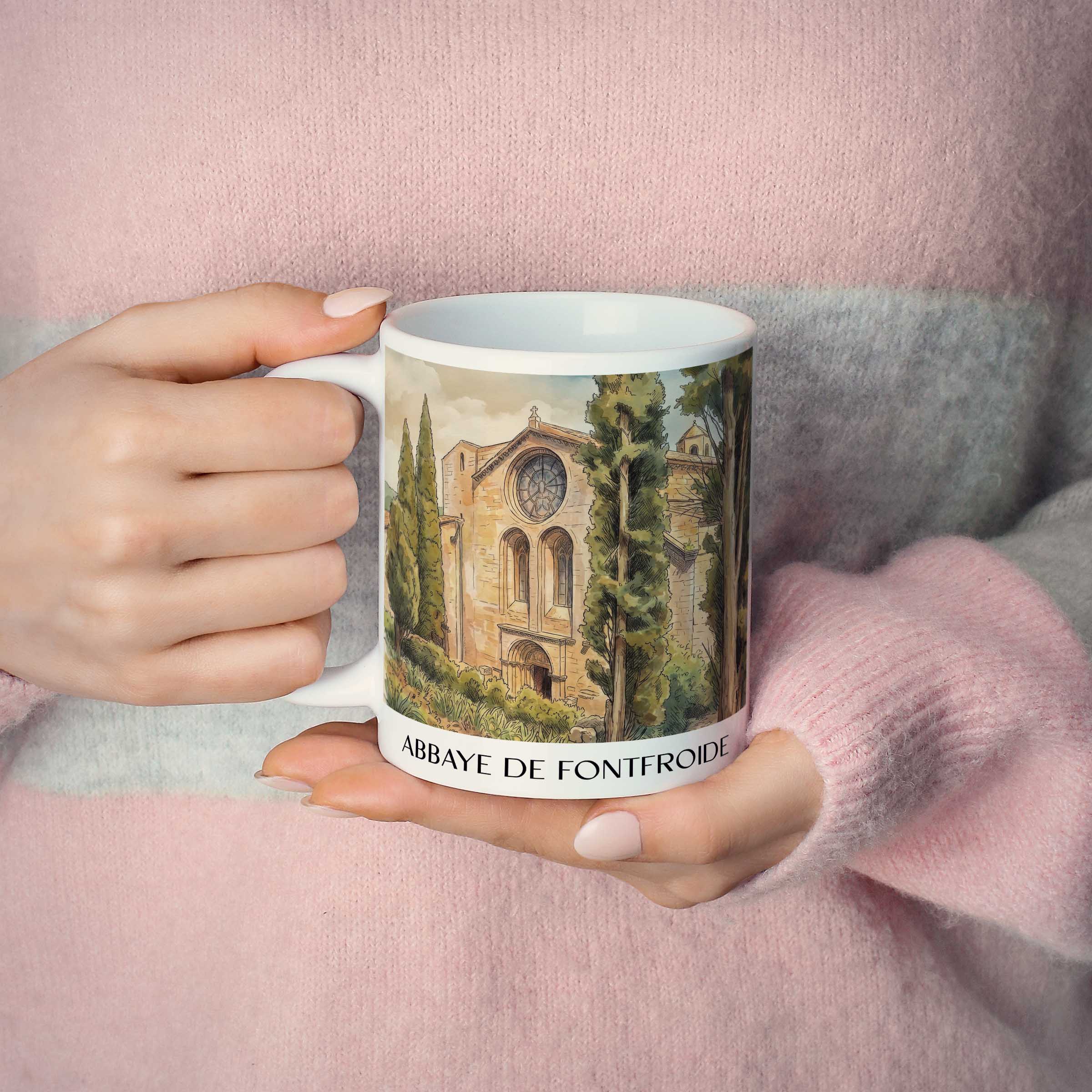 abbaye-de-fontfroide-corbières-frankreich-kaffeebecher-aquarell