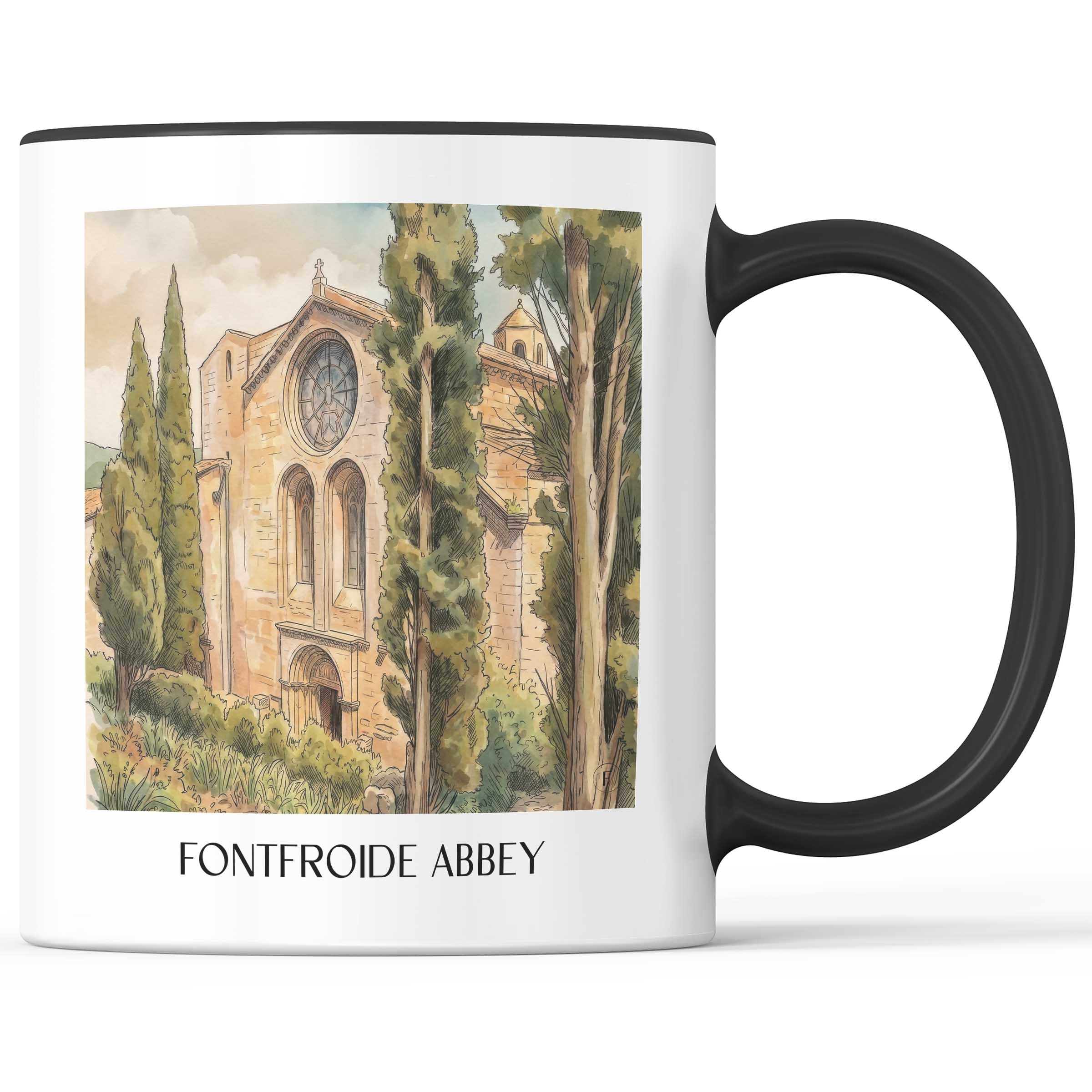 Abbaye de Fontfroide Kaffeebecher - Corbières - Frankreich Becher - Kaffeetasse im Aquarell Stil