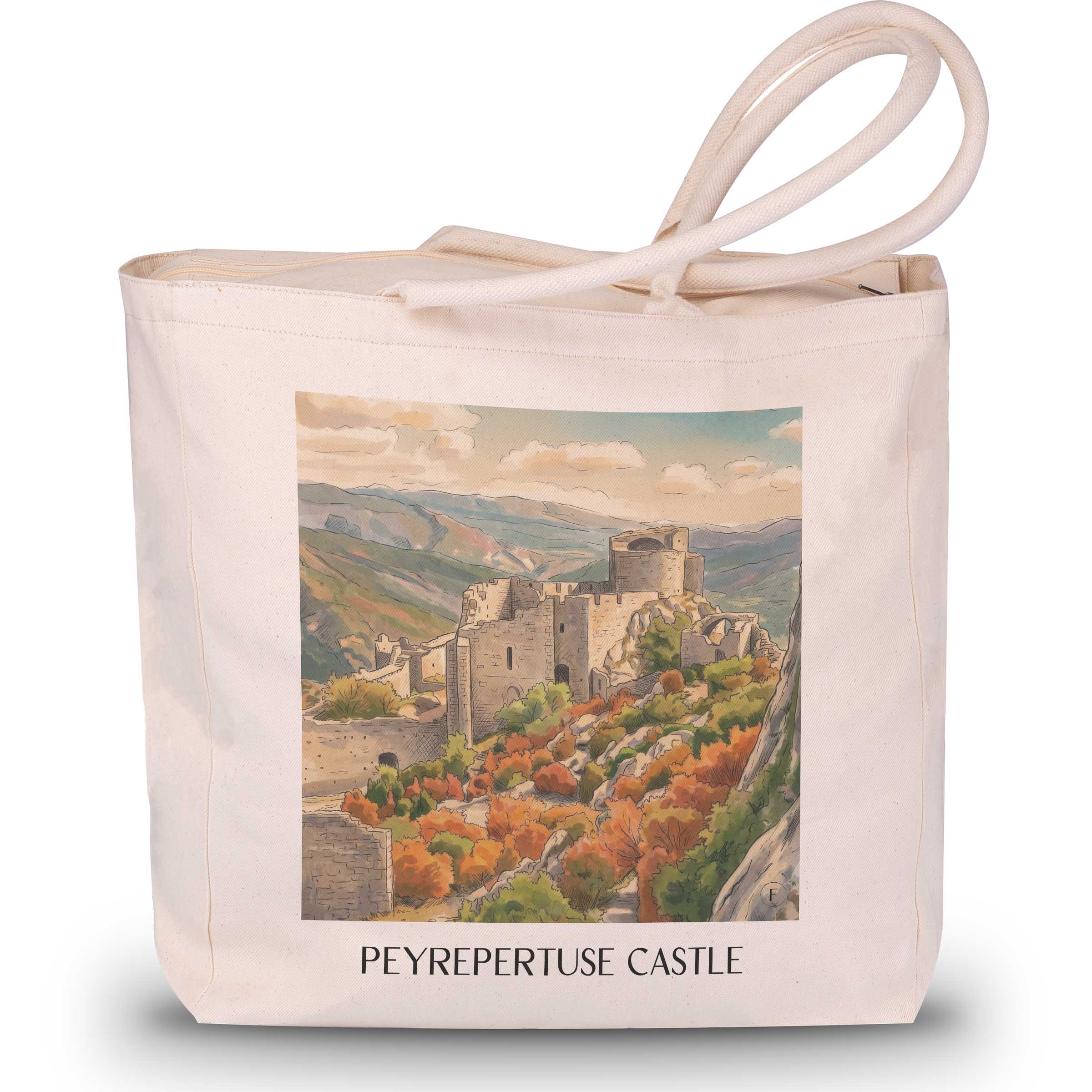 Château de Peyrepertuse Shopping Tasche - Pays Cathare - Frankreich Tote Bag - Einkaufstasche im Aquarell Stil