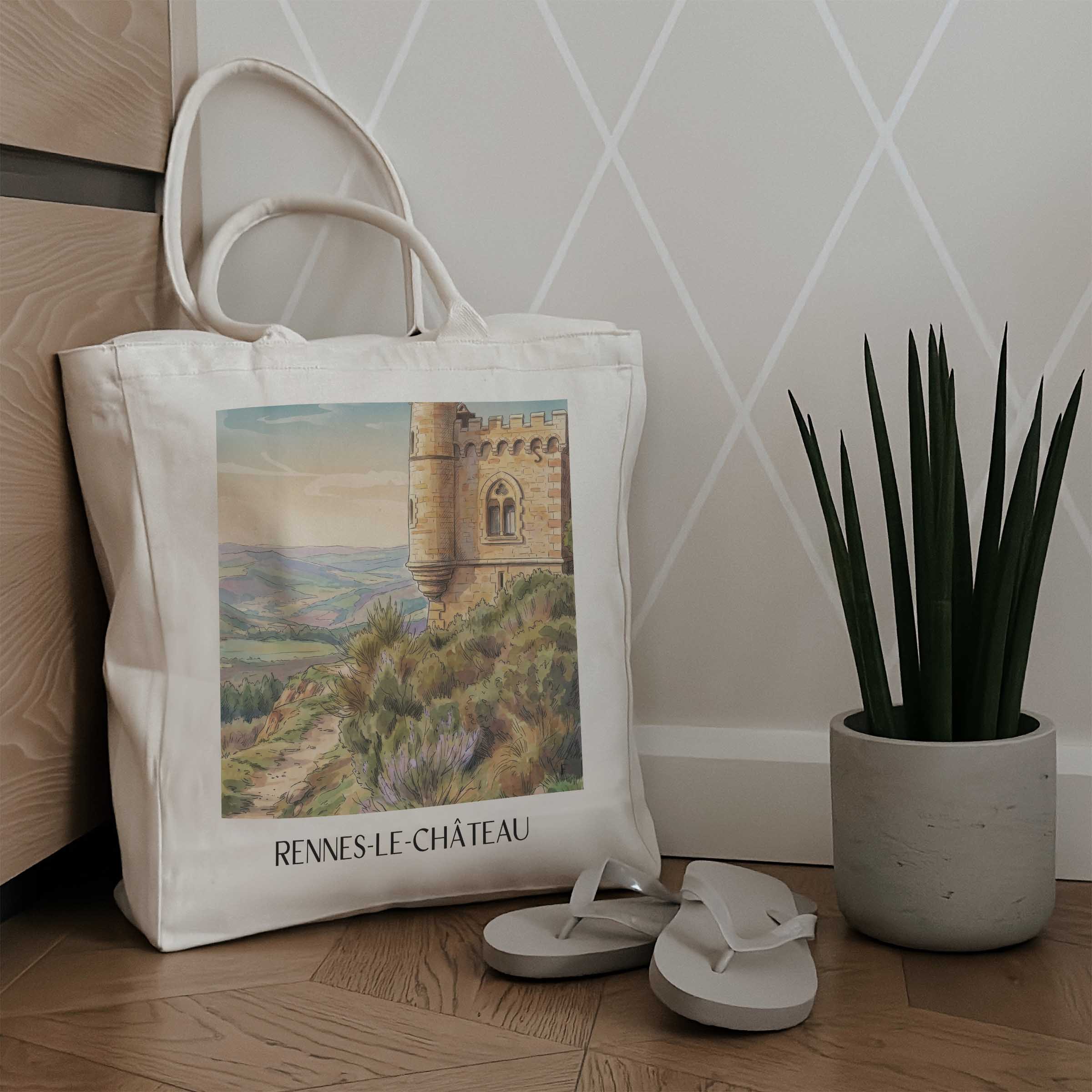 rennes-le-château-limouxin-frankreich-einkaufstasche-aquarell