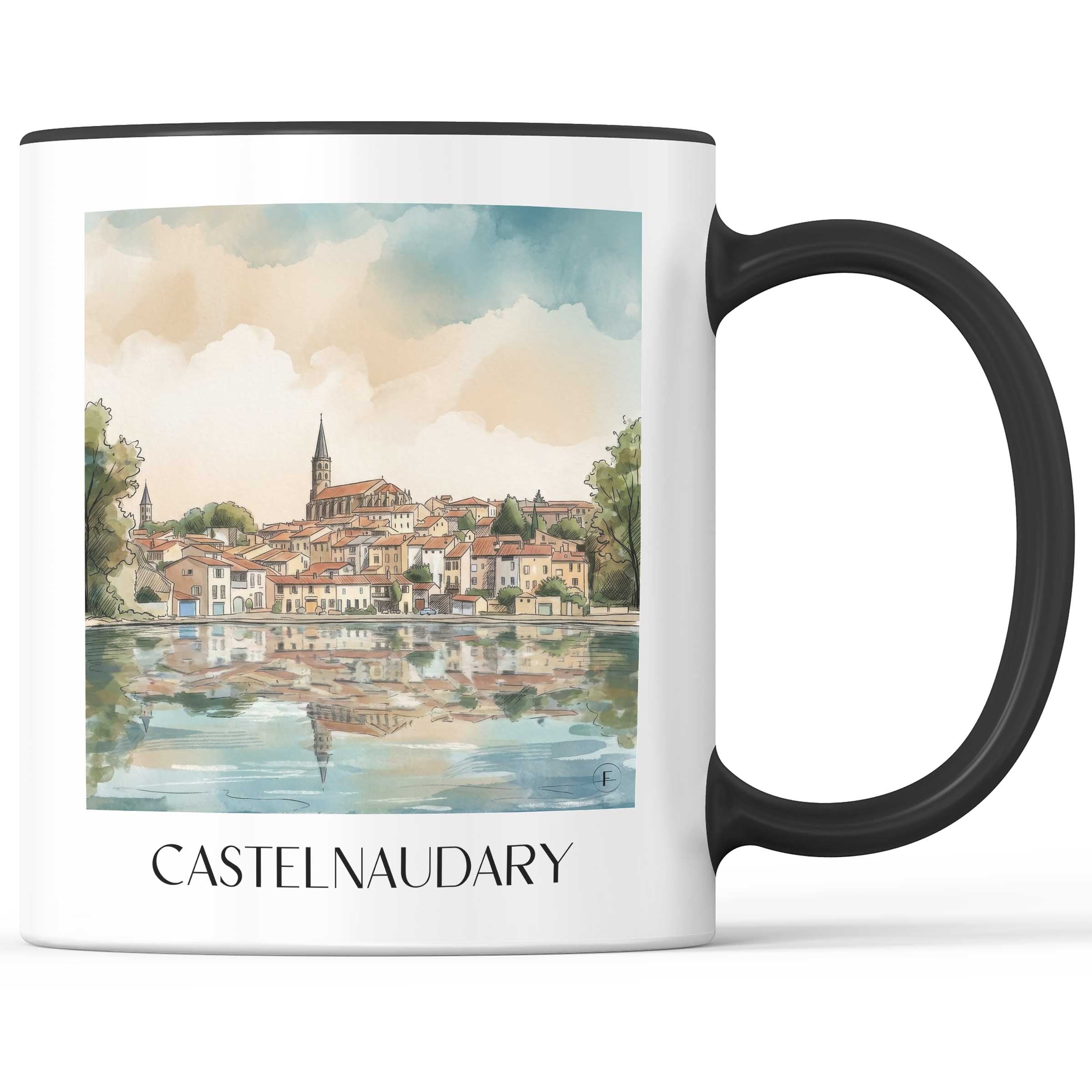 castelnaudary--lauragais-frankreich-kaffeebecher-aquarell