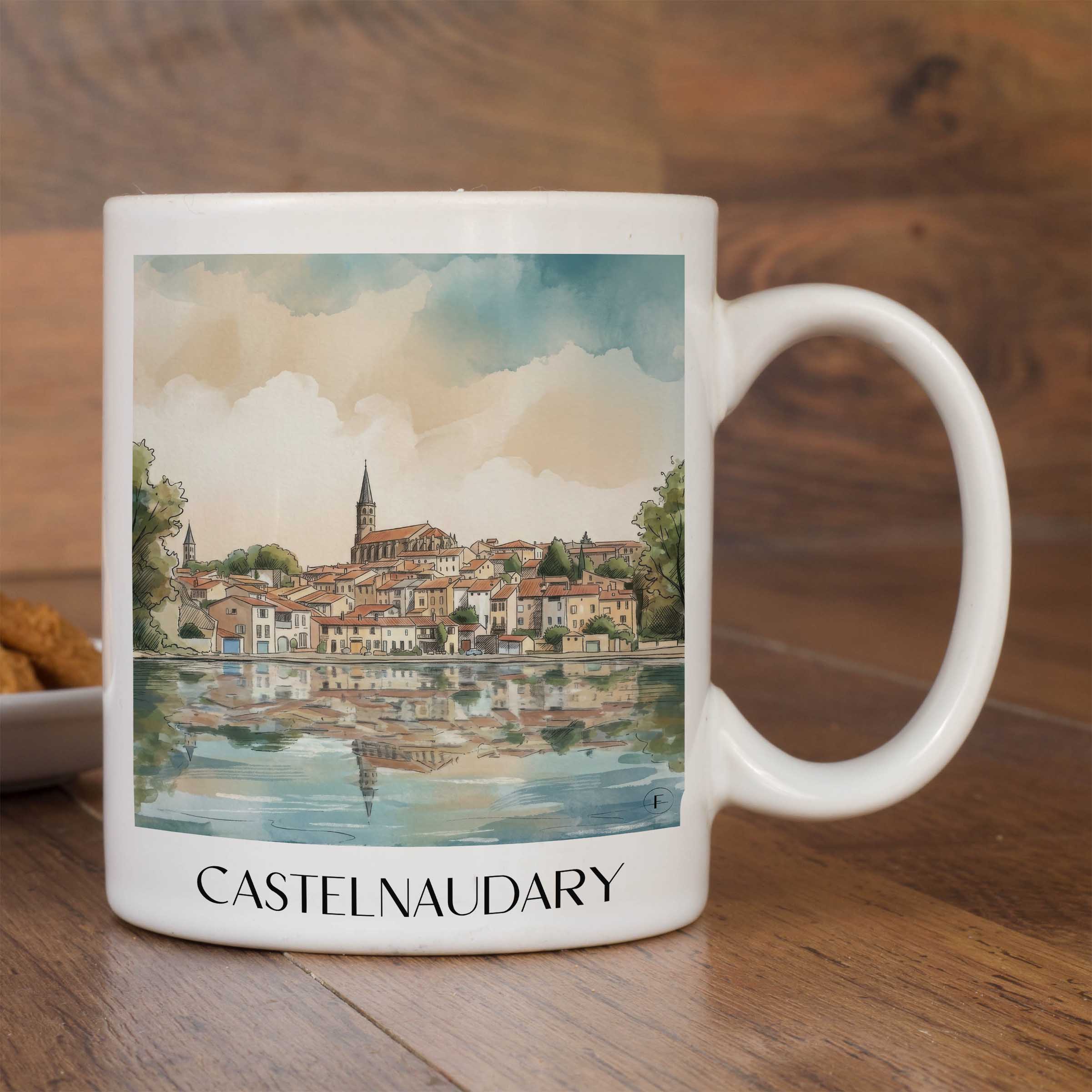 castelnaudary--lauragais-frankreich-kaffeebecher-aquarell