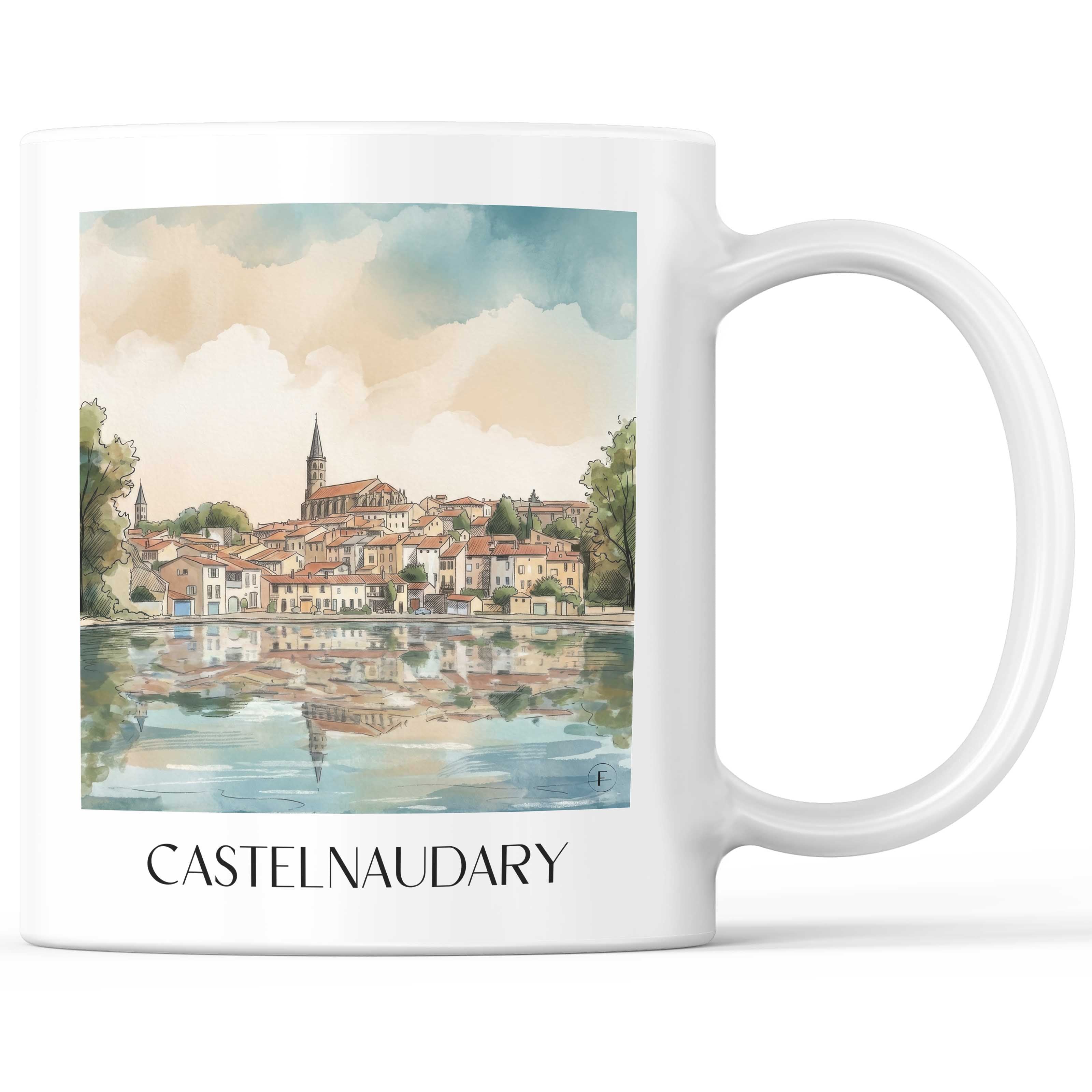 castelnaudary--lauragais-frankreich-kaffeebecher-aquarell