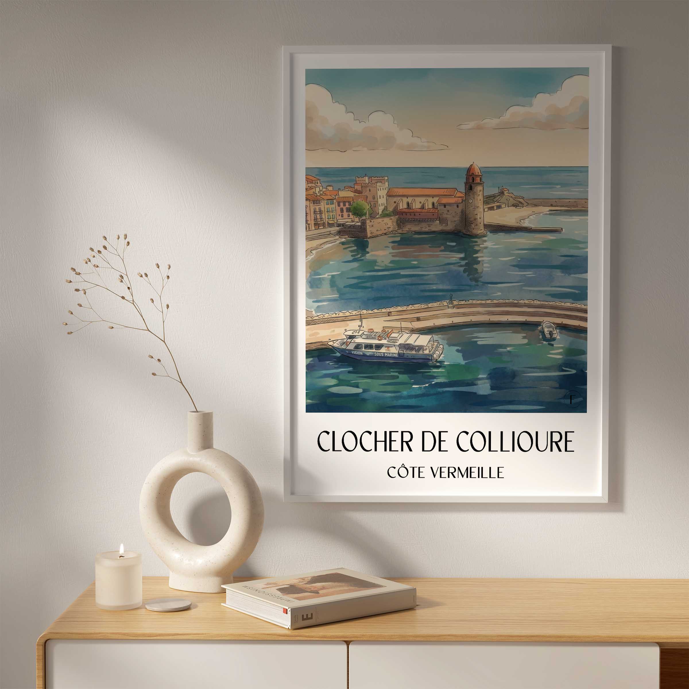 clocher-de-collioure-côte-vermeille-frankreich-poster-aquarell