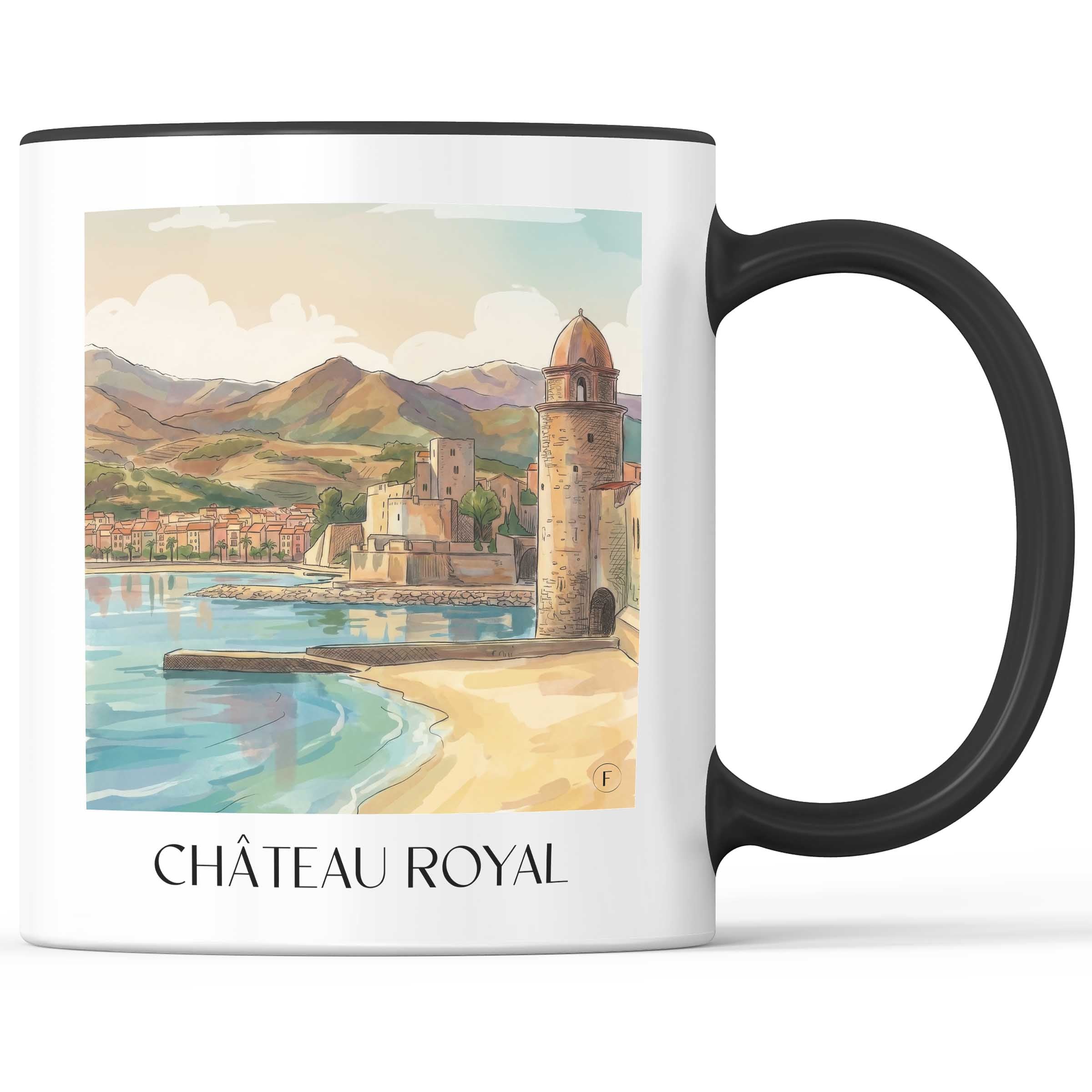 Château Royal Kaffeebecher - Collioure - Frankreich Becher - Kaffeetasse im Aquarell Stil
