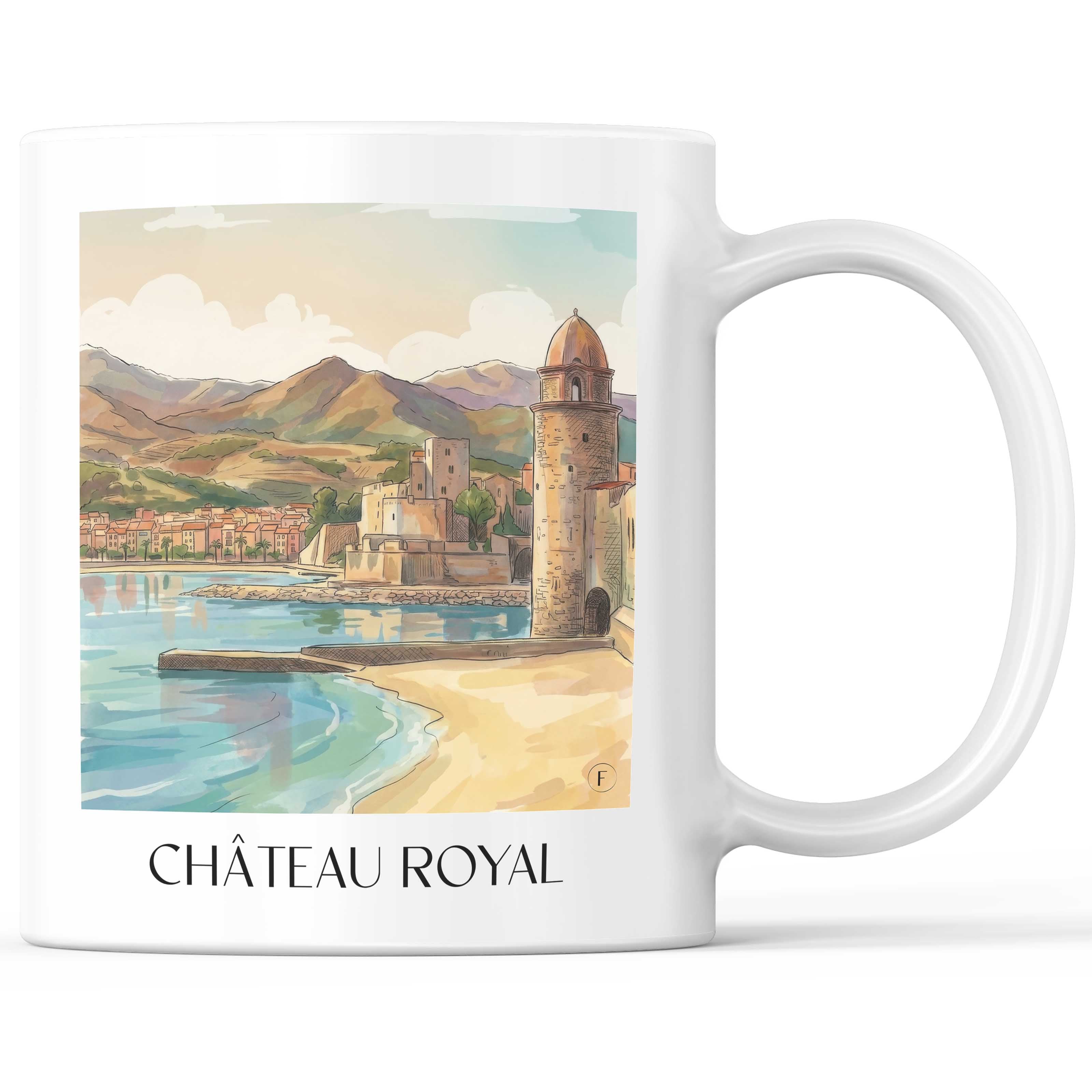 Château Royal Kaffeebecher - Collioure - Frankreich Becher - Kaffeetasse im Aquarell Stil