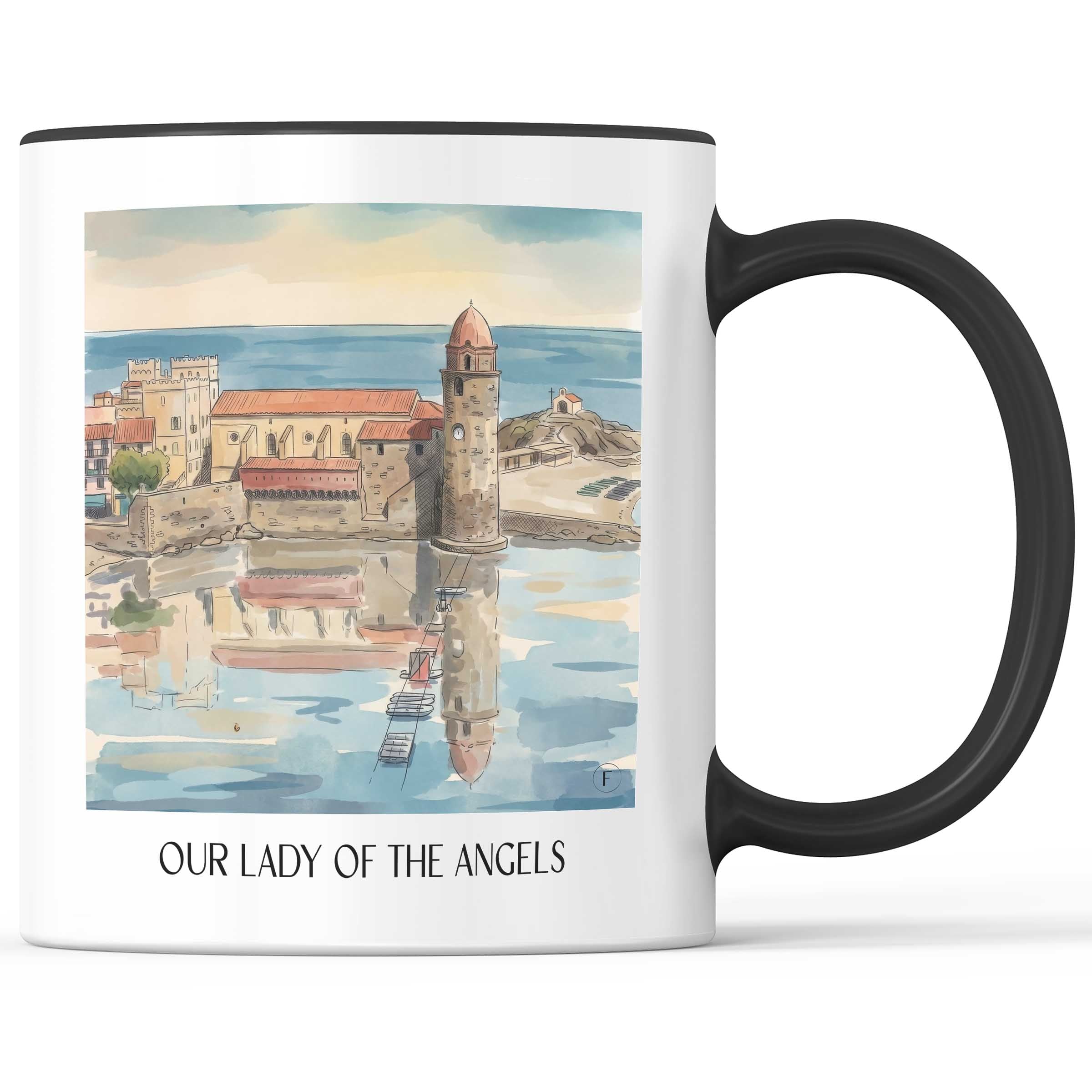 Notre-Dame-des-Anges Kaffeebecher - Collioure - Frankreich Becher - Kaffeetasse im Aquarell Stil