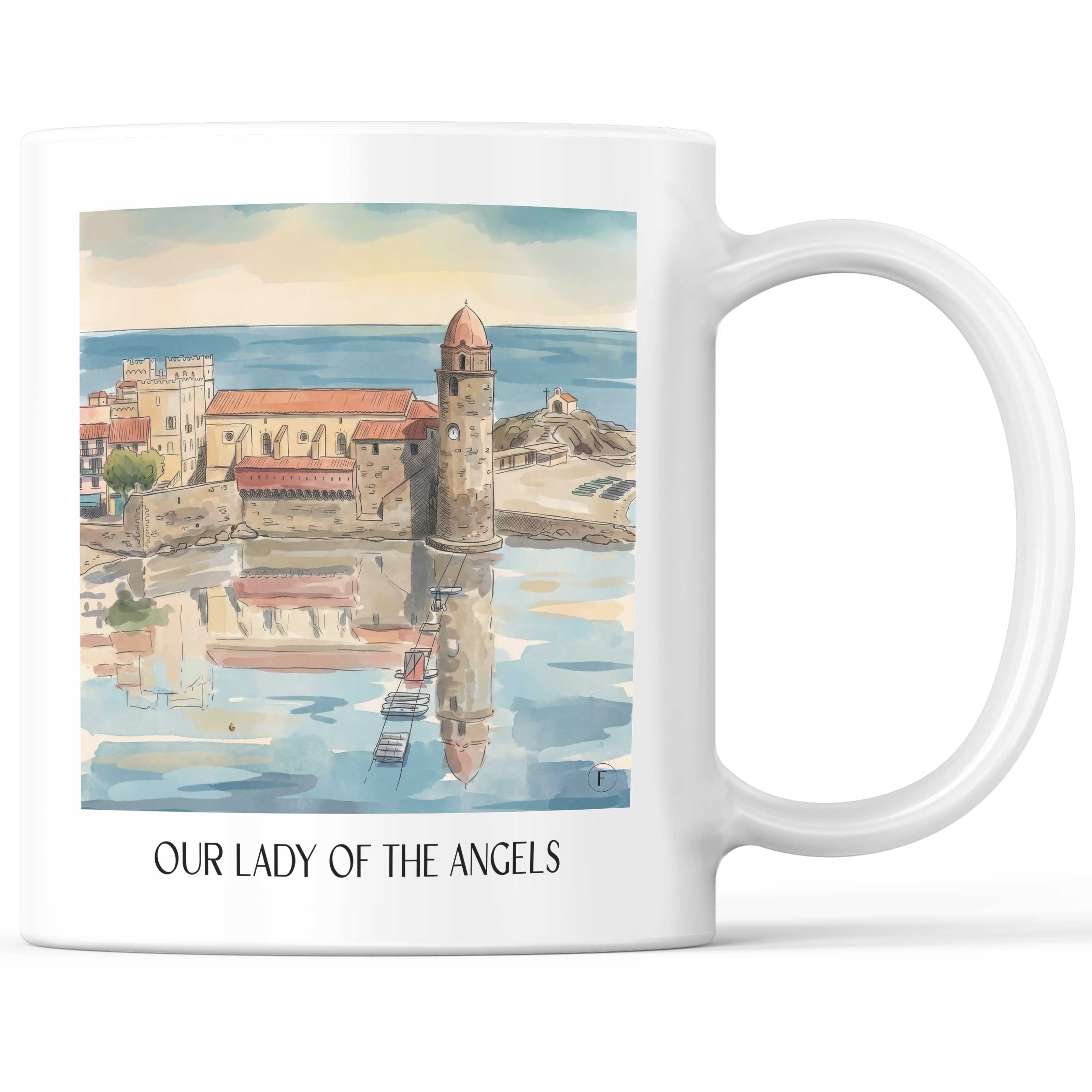 Notre-Dame-des-Anges Kaffeebecher - Collioure - Frankreich Becher - Kaffeetasse im Aquarell Stil