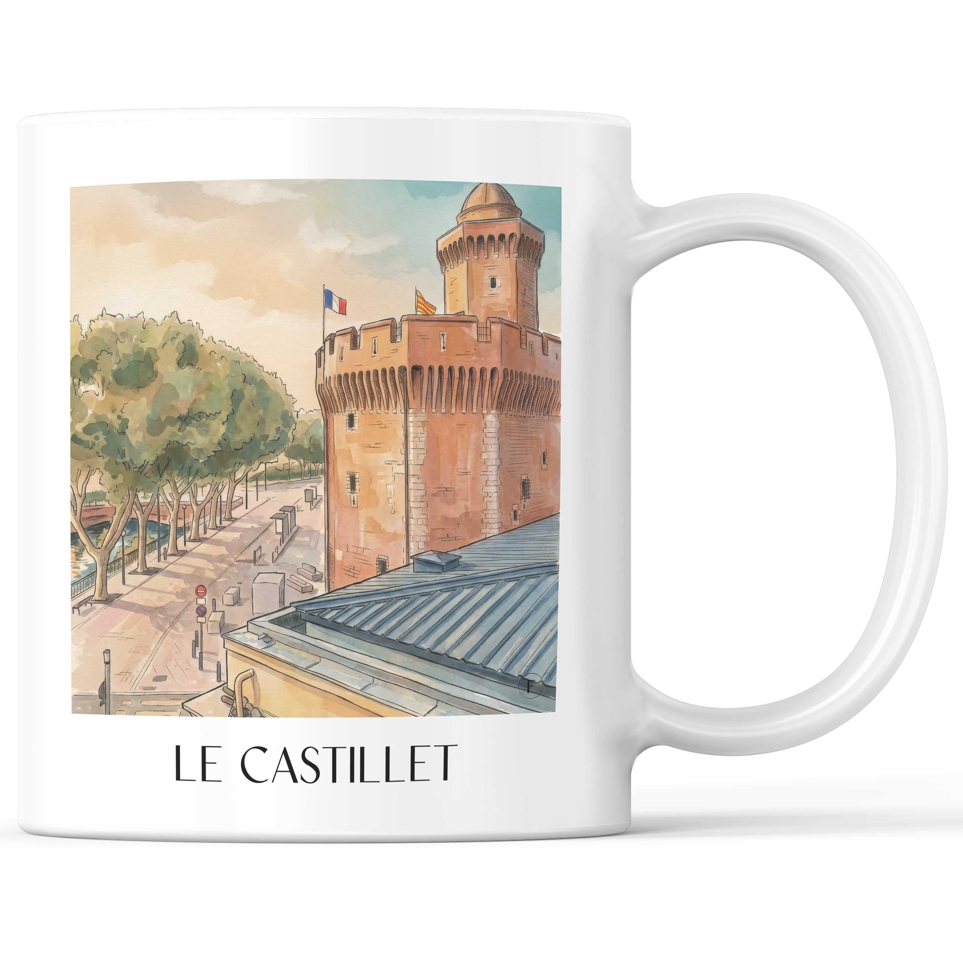 le-castillet-perpignan-frankreich-kaffeebecher-aquarell