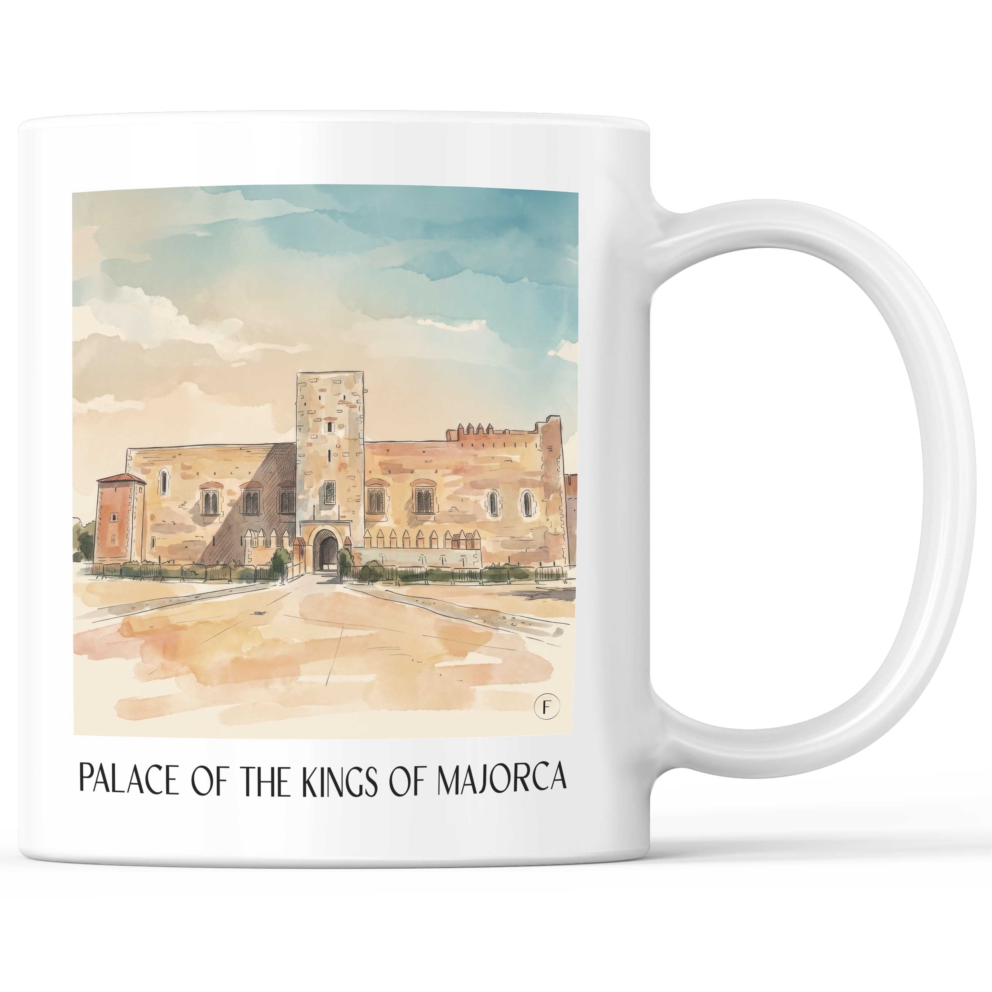 Palais des Rois de Majorque Kaffeebecher - Perpignan - Frankreich Becher - Kaffeetasse im Aquarell Stil