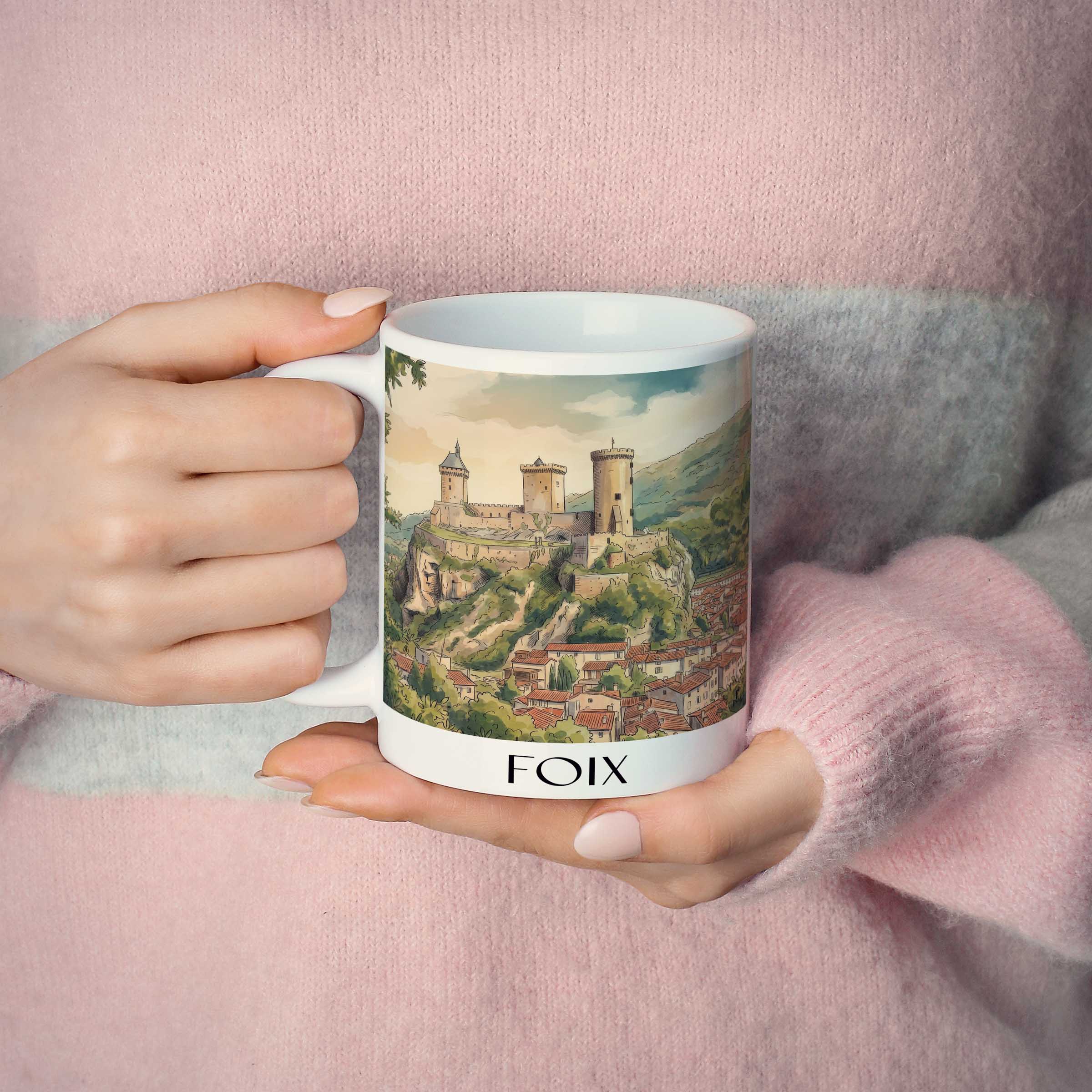 foix-okzitanien-frankreich-kaffeebecher-aquarell