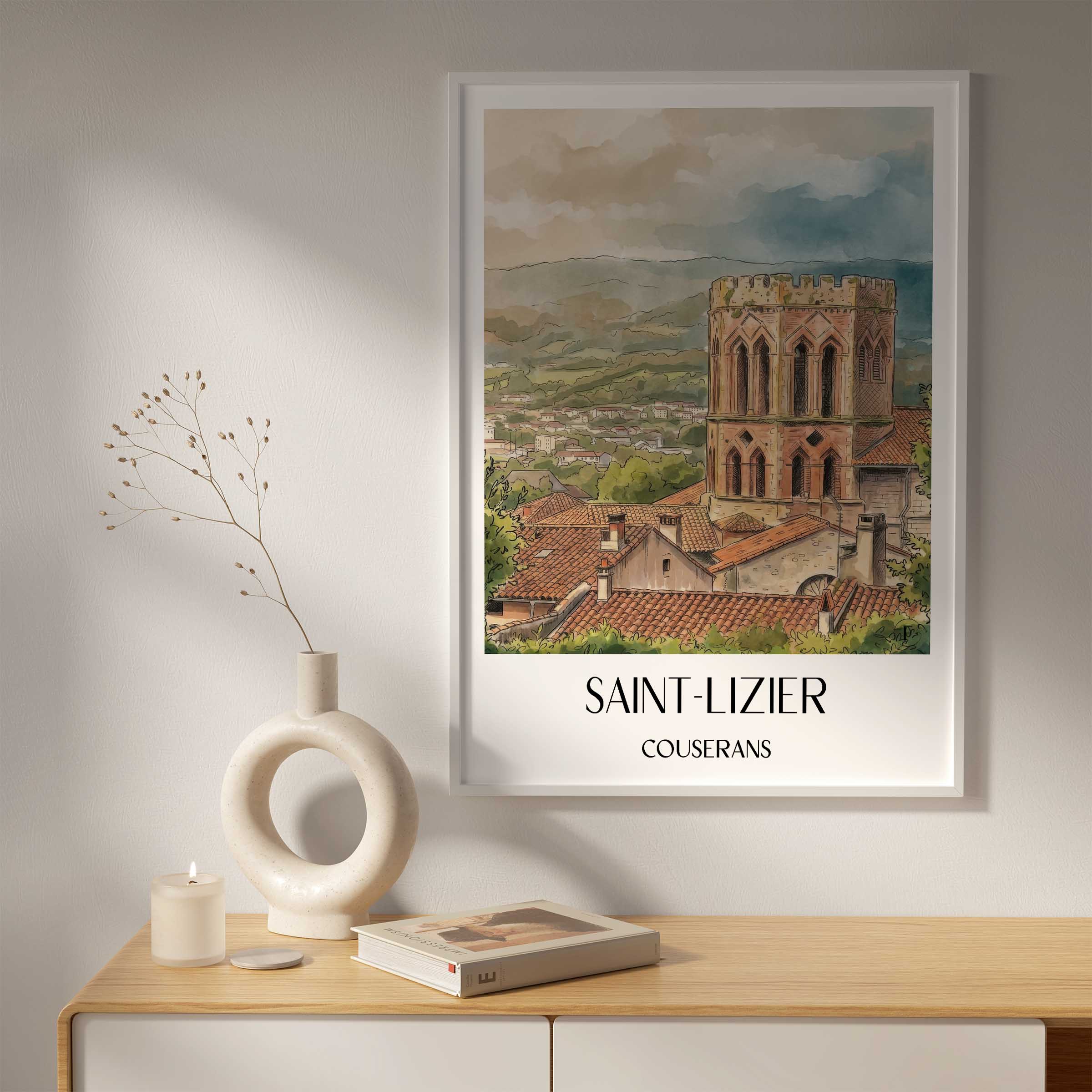 saint-lizier-couserans-frankreich-poster-aquarell