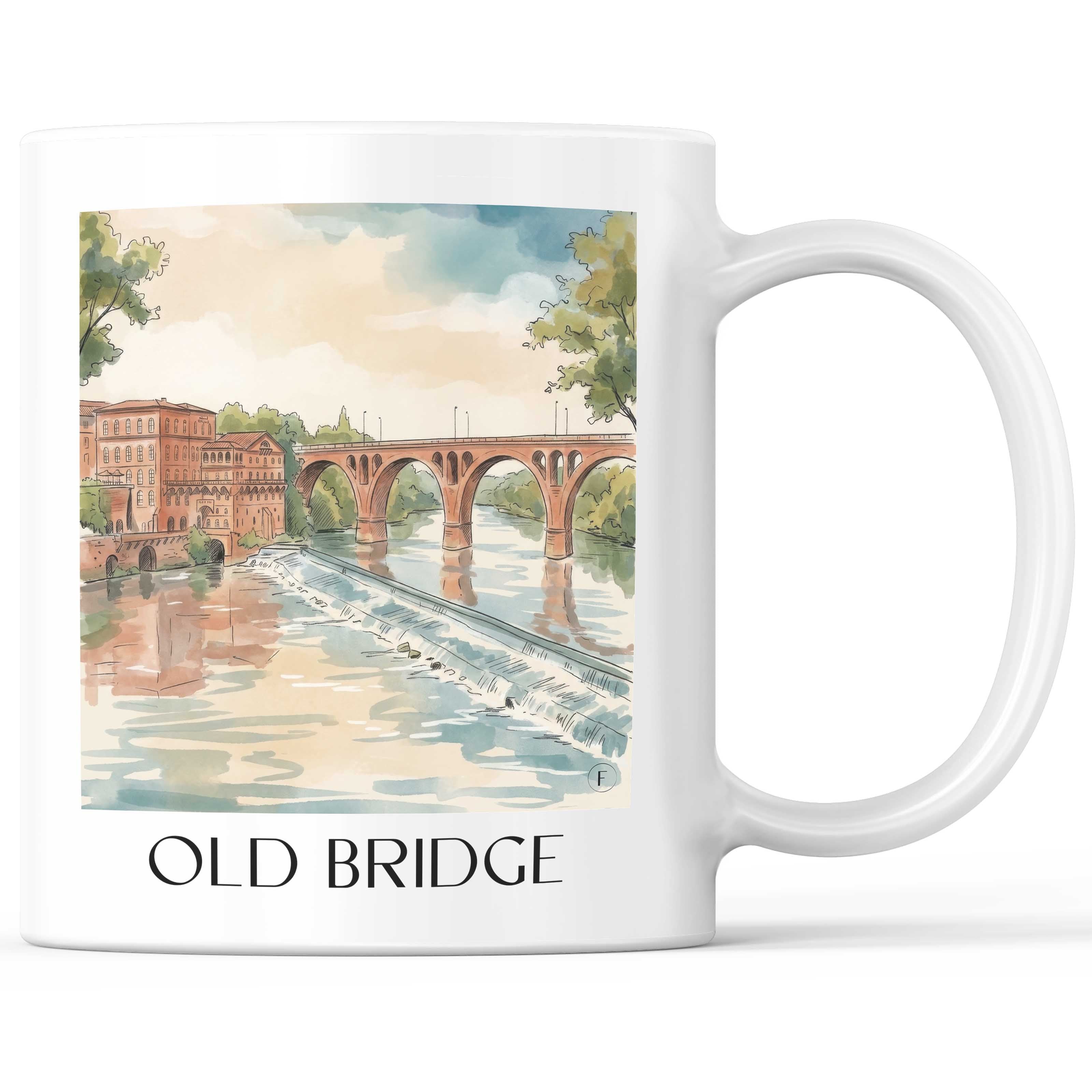 Pont Vieux Kaffeebecher - Albi - Frankreich Becher - Kaffeetasse im Aquarell Stil