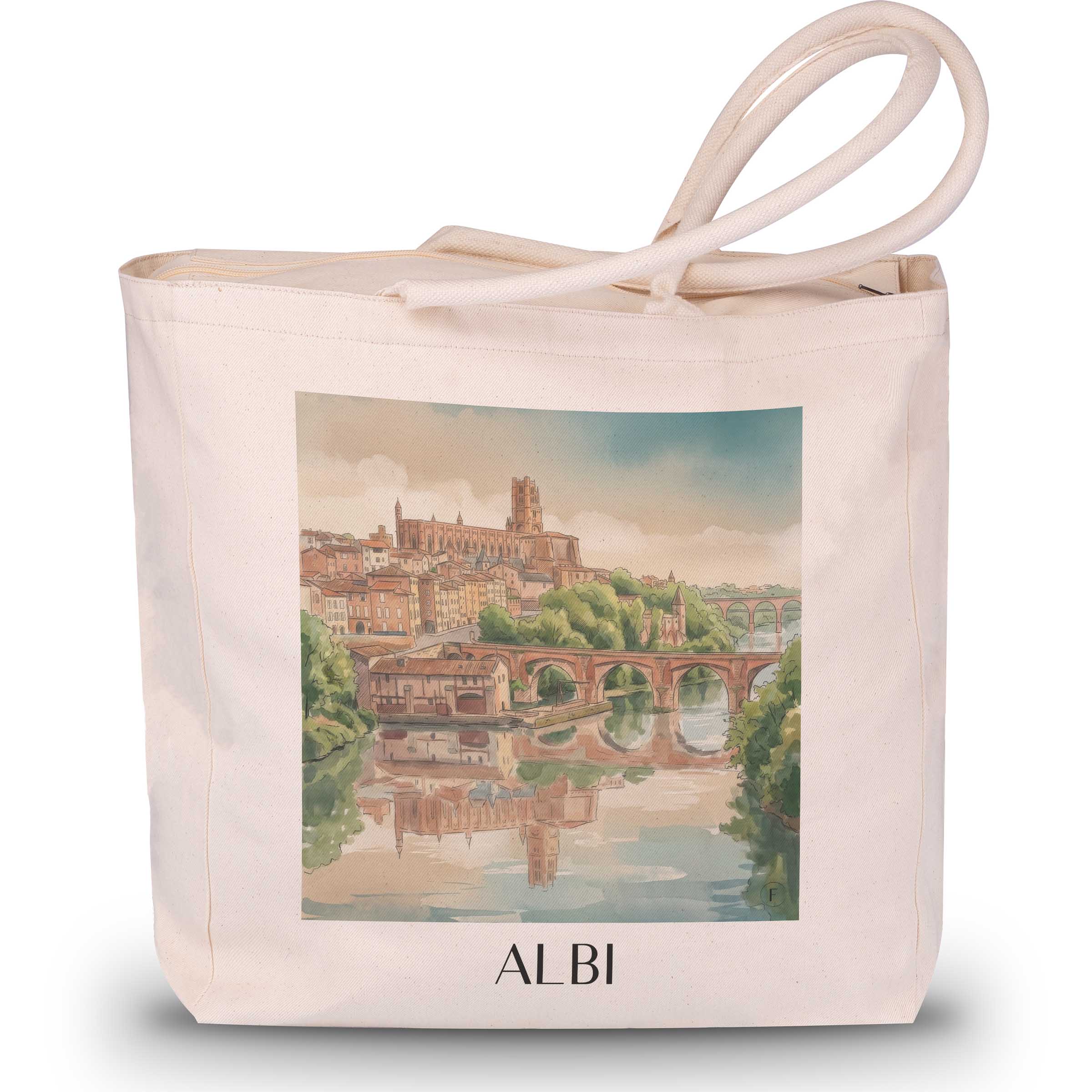 Albi Shopping Tasche - Okzitanien - Frankreich Tote Bag - Einkaufstasche im Aquarell Stil