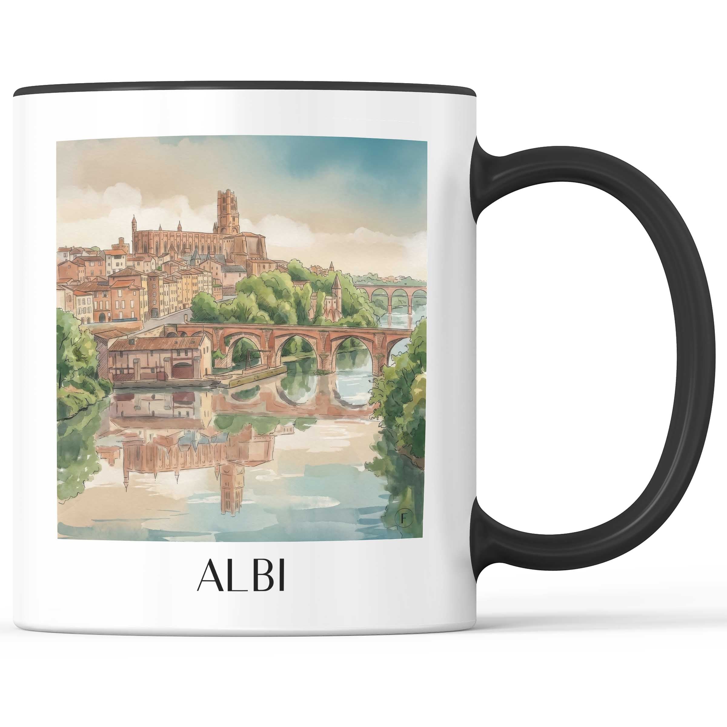 Albi Kaffeebecher - Okzitanien - Frankreich Becher - Kaffeetasse im Aquarell Stil