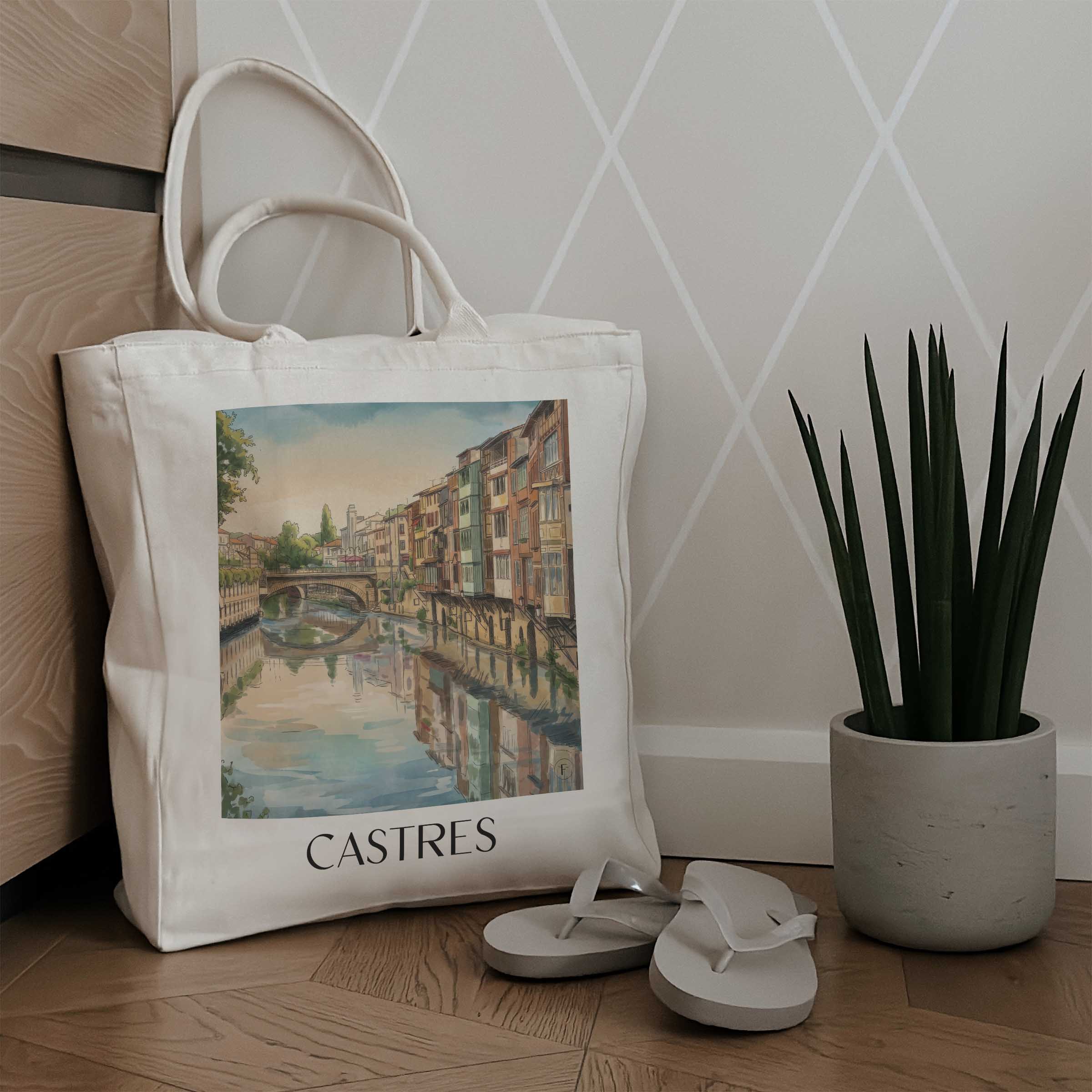 castres--pays-d'autan-frankreich-einkaufstasche-aquarell