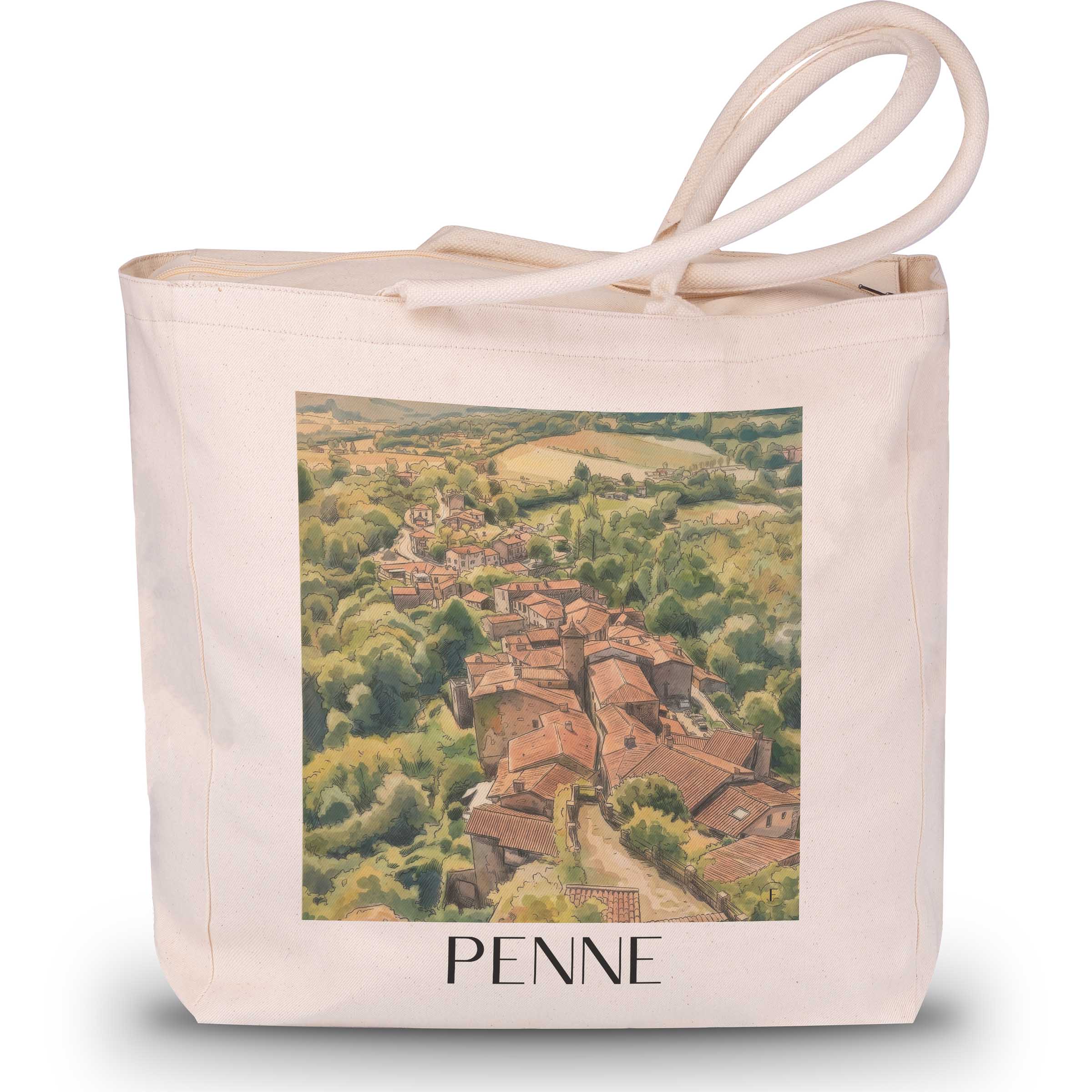 penne--vallée-de-l'aveyron-frankreich-einkaufstasche-aquarell