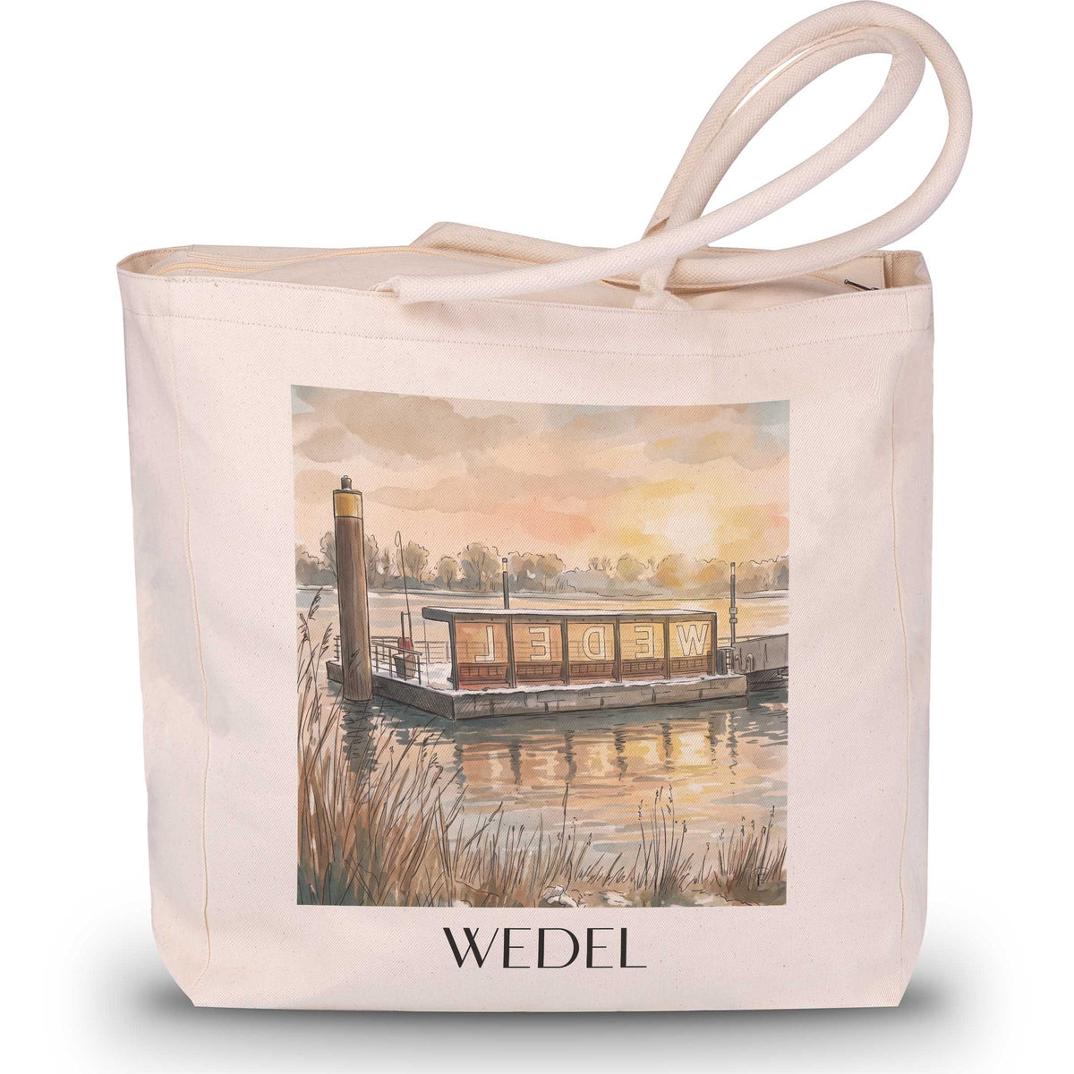 wedel-unterelbe-deutschland-einkaufstasche-aquarell