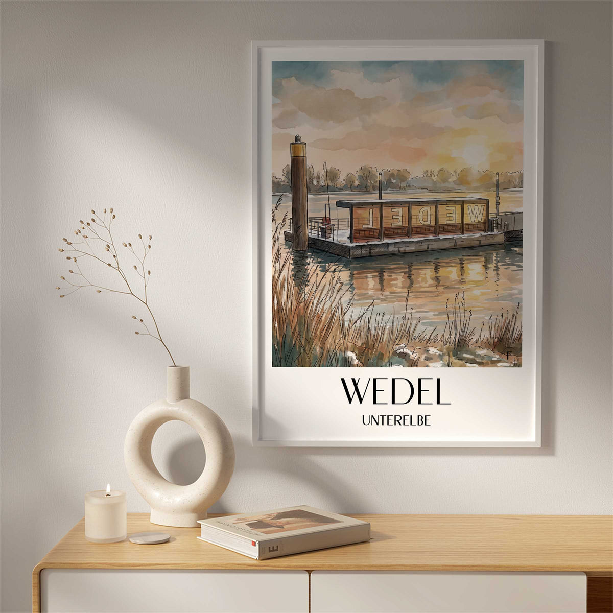 wedel-unterelbe-deutschland-poster-aquarell