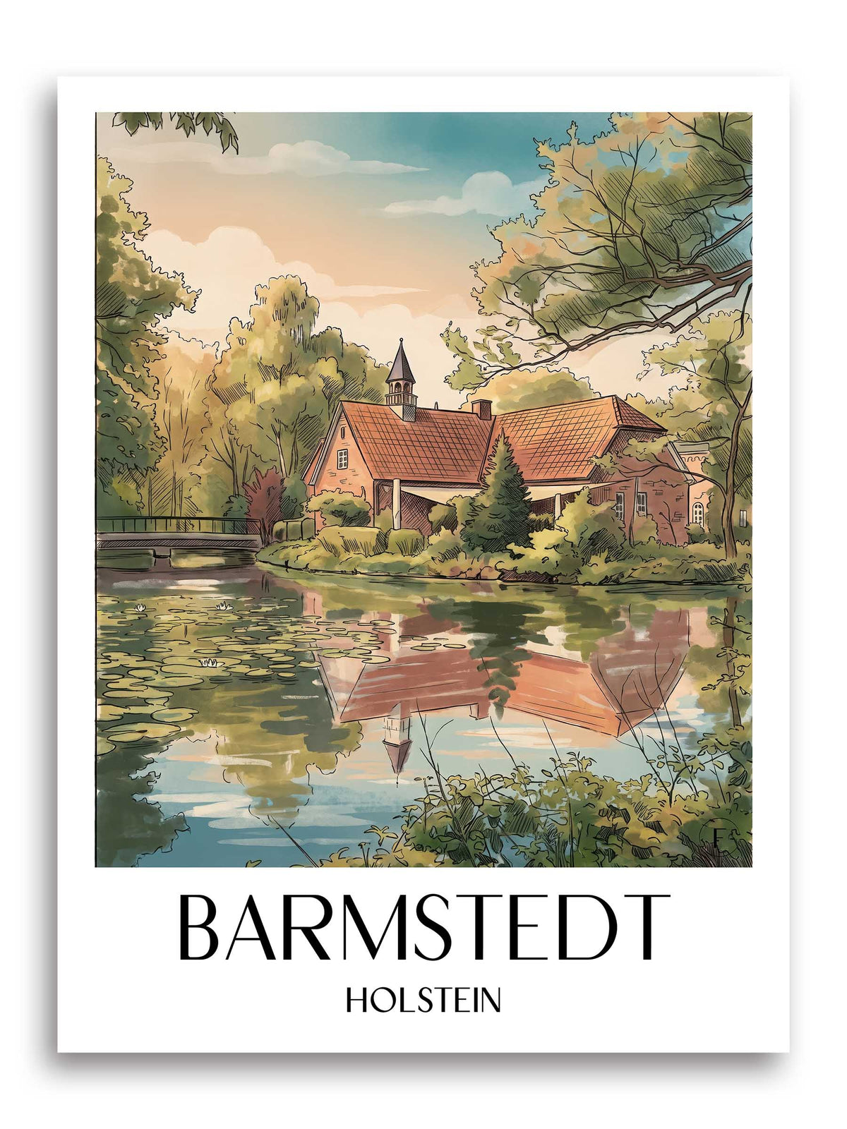 Barmstedt Poster - Holstein - Germany Art Print - Watercolor from A4 to A1