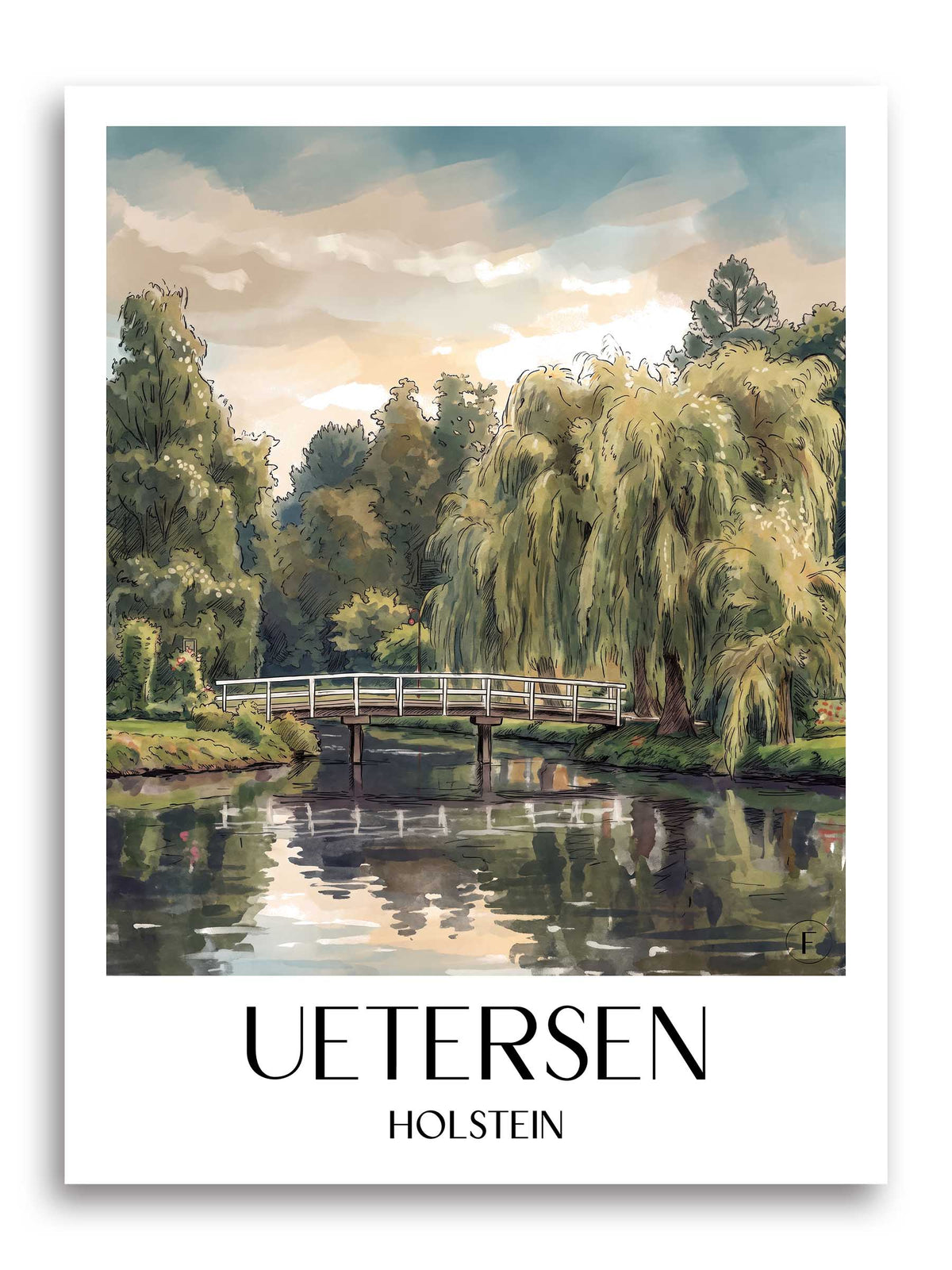 Uetersen Poster - Holstein - Germany Art Print - Watercolor from A4 to A1