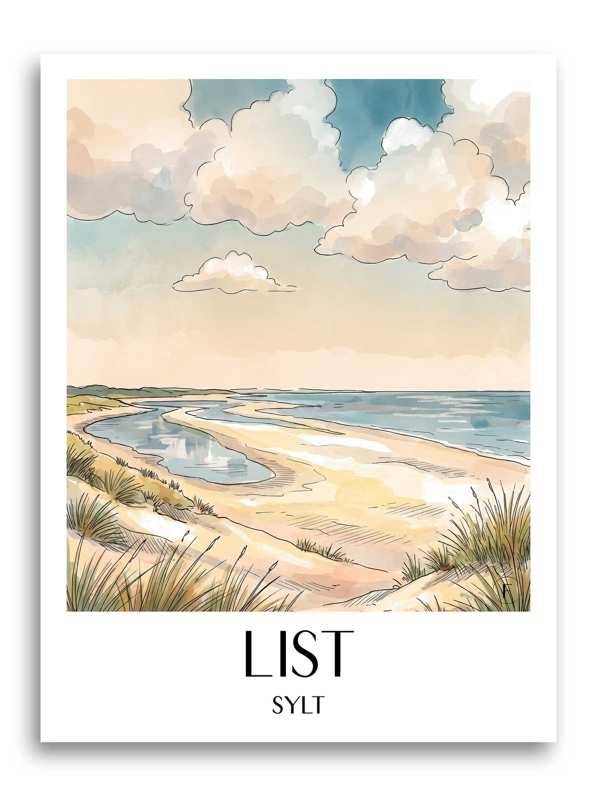 list-sylt-deutschland-poster-aquarell