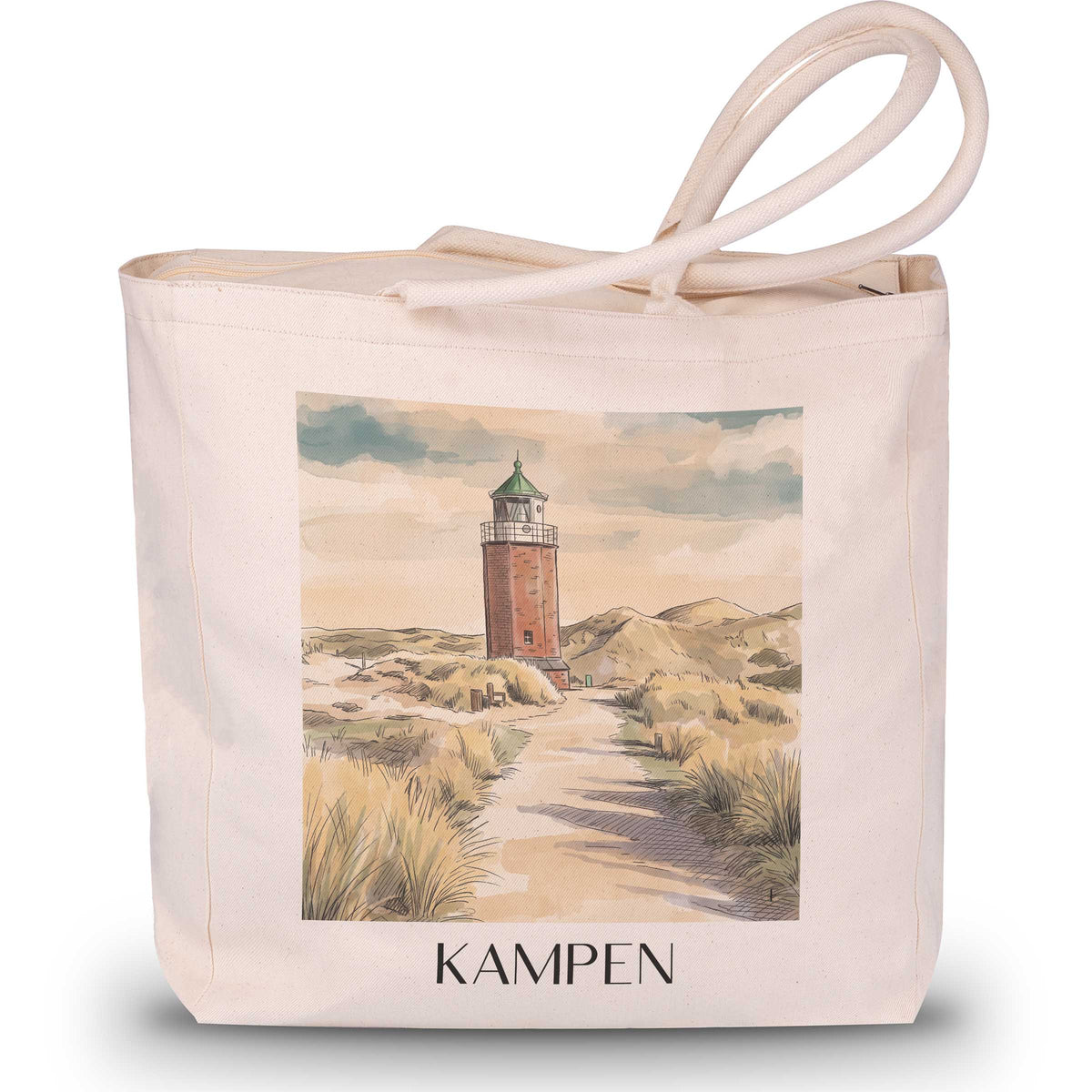 Kampen Shopping Tasche - Sylt - Deutschland Tote Bag - Einkaufstasche im Aquarell Stil