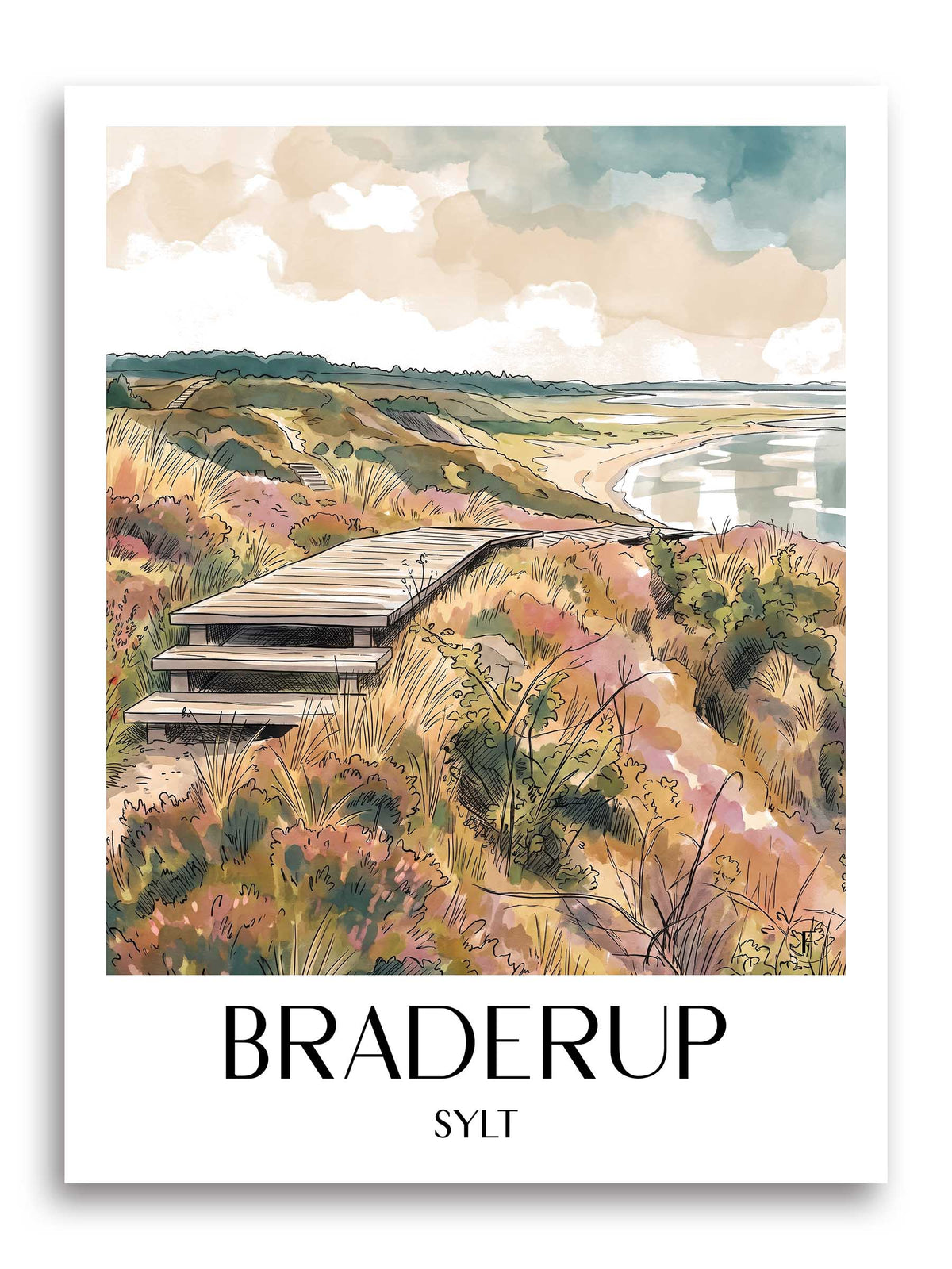 braderup-sylt-deutschland-poster-aquarell