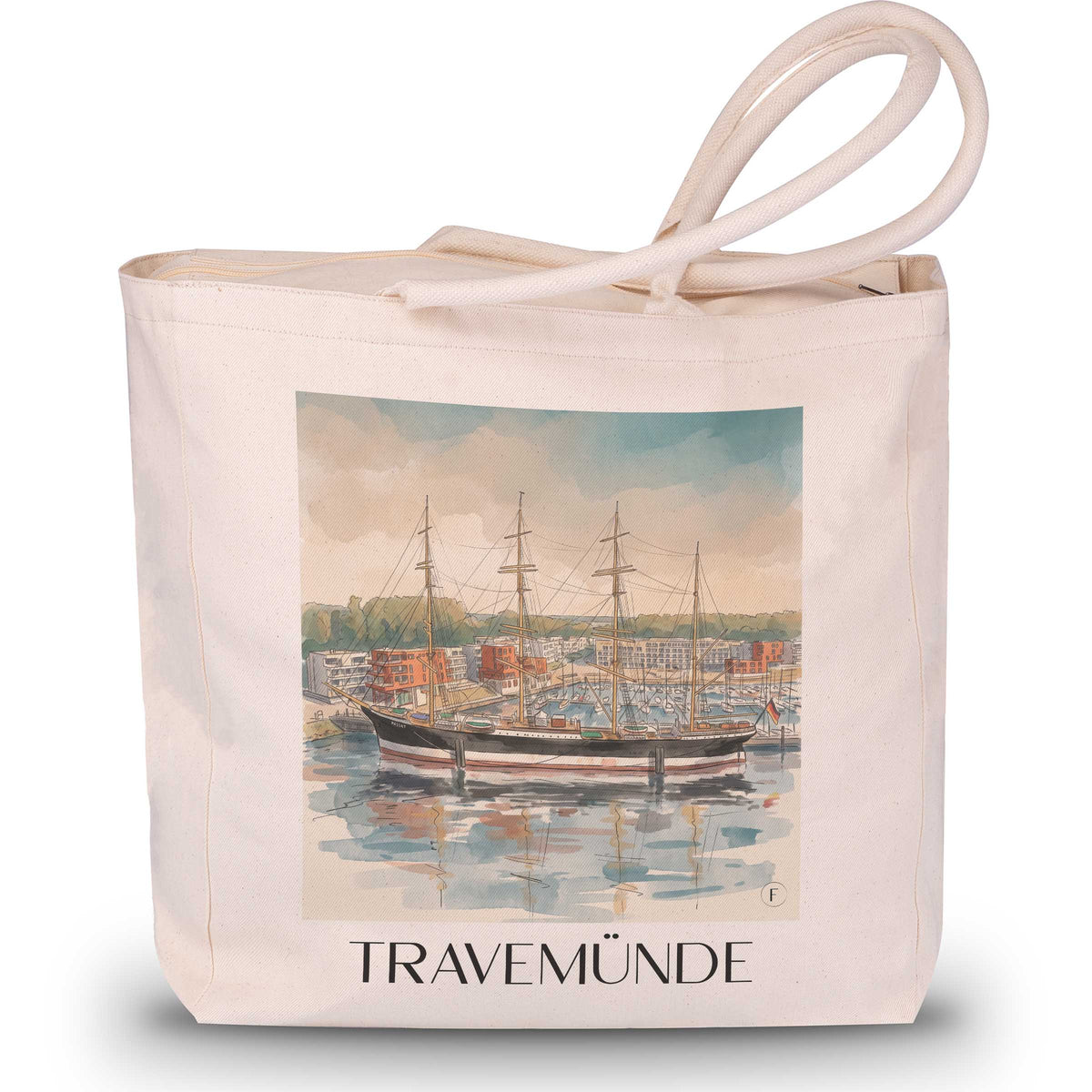 Travemünde Shopping Tasche - Ostsee - Deutschland Tote Bag - Einkaufstasche im Aquarell Stil