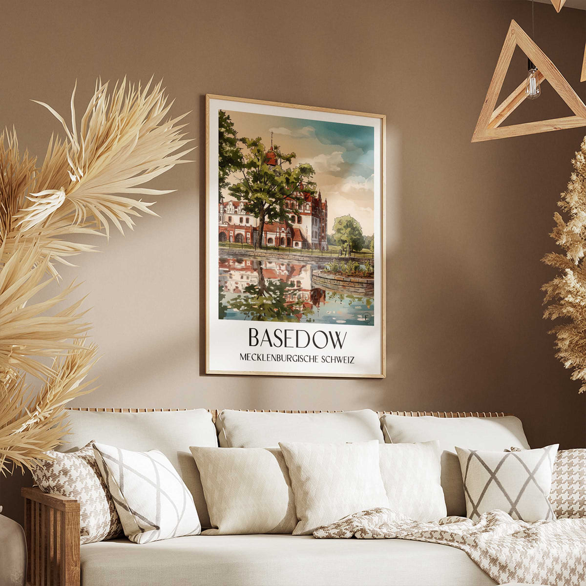 basedow-mecklenburgische-schweiz-deutschland-poster-aquarell