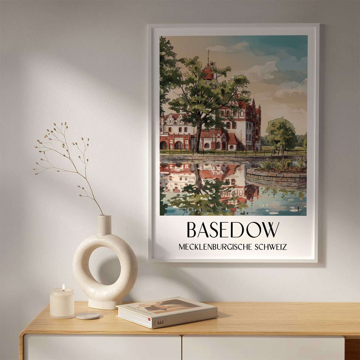 basedow-mecklenburgische-schweiz-deutschland-poster-aquarell