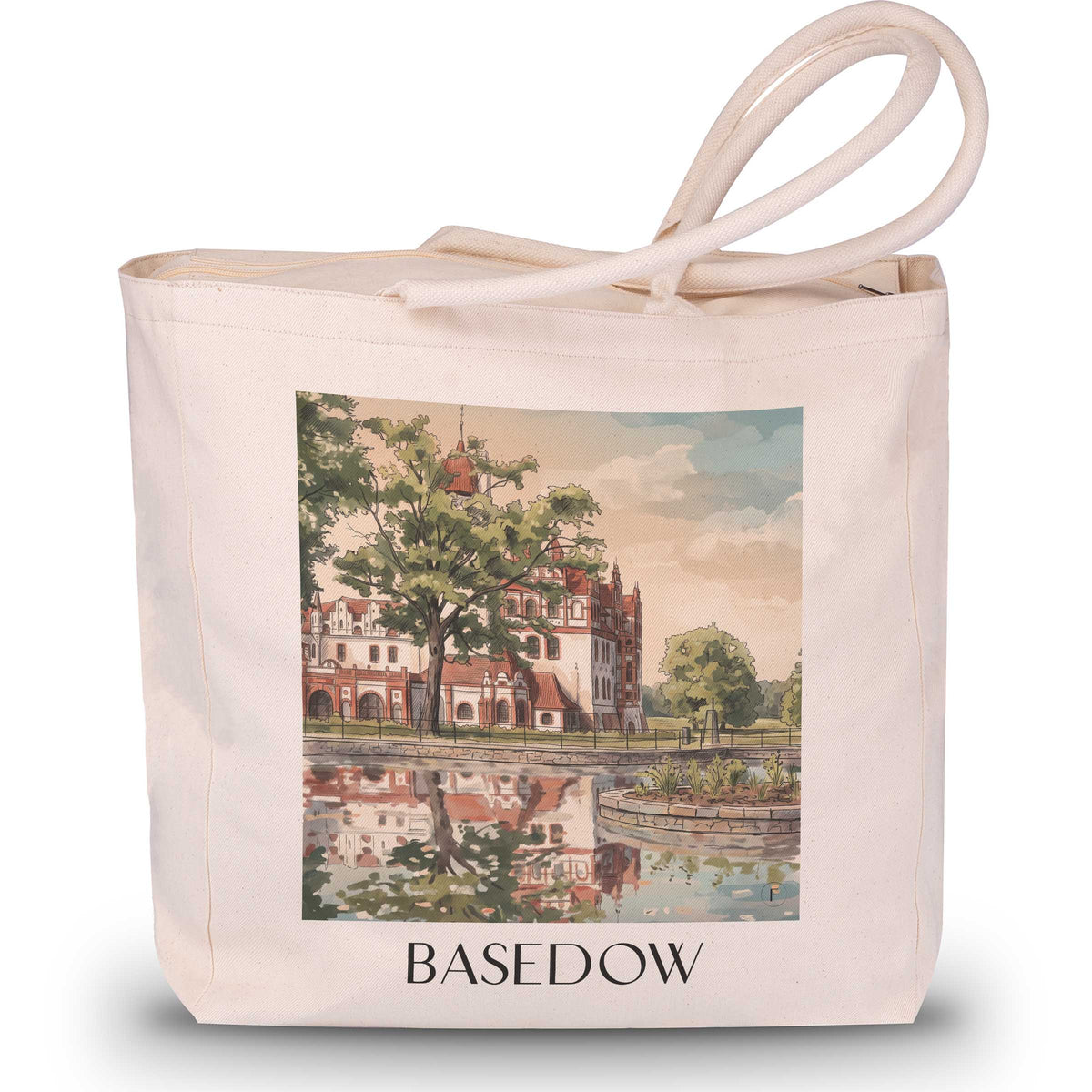 Basedow Shopping Tasche - Mecklenburgische Schweiz - Deutschland Tote Bag - Einkaufstasche im Aquarell Stil
