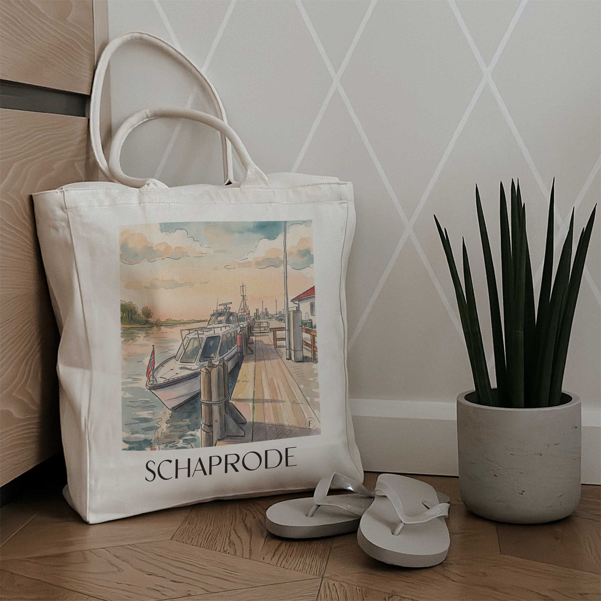 schaprode-rügen-deutschland-einkaufstasche-aquarell