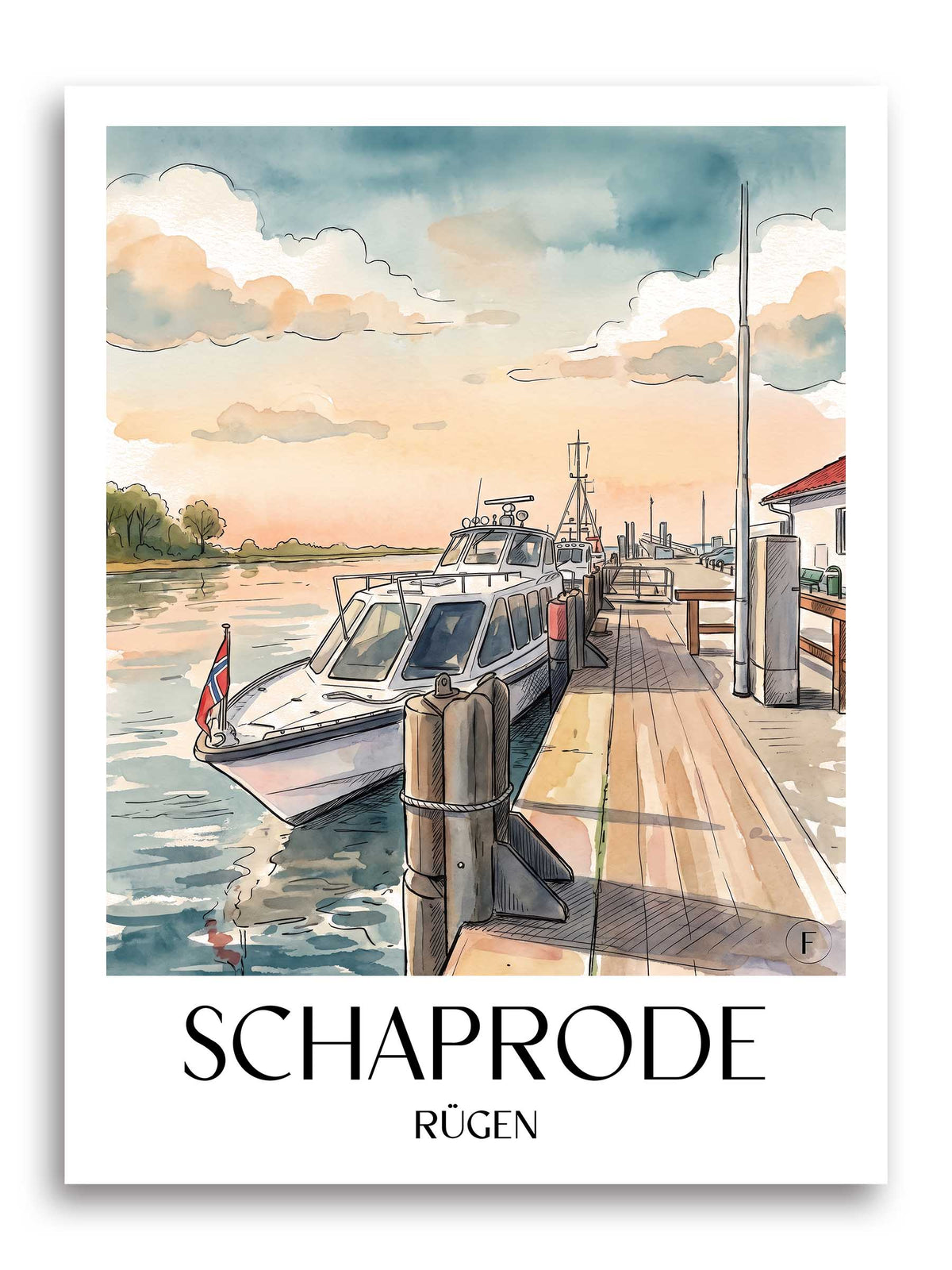 Schaprode Poster - Rügen - Deutschland Kunstdruck - Aquarell von A4 bis A1