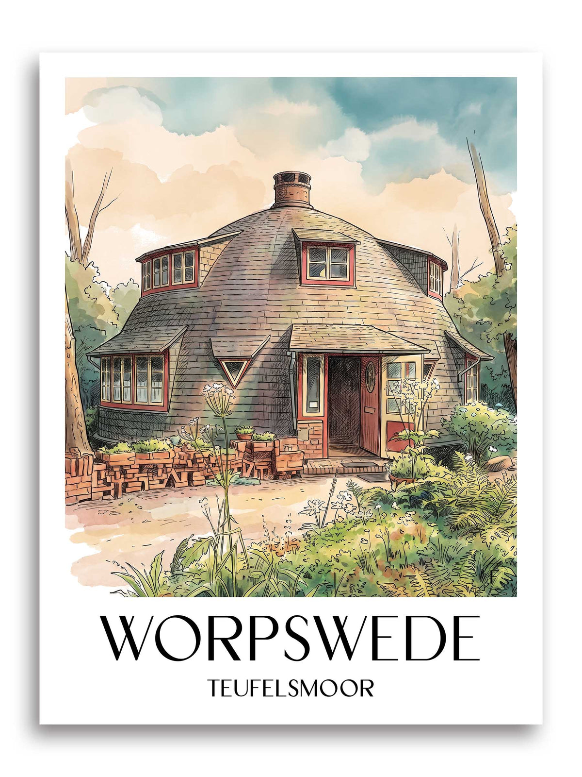 worpswede-teufelsmoor-deutschland-poster-aquarell