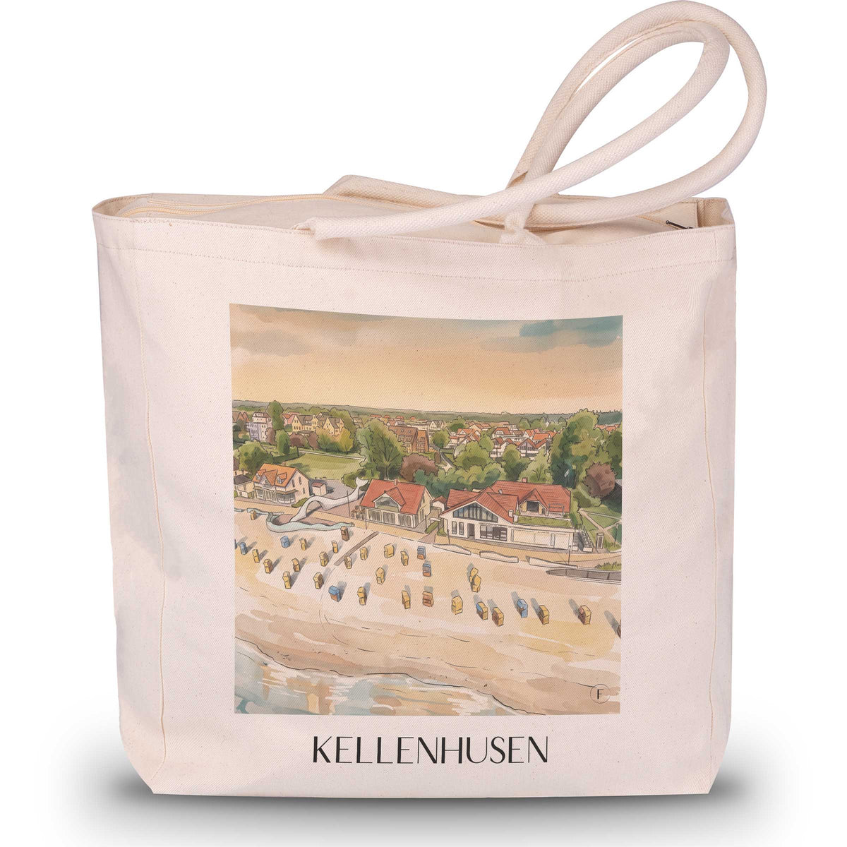 Kellenhusen Shopping Tasche - Ostsee - Deutschland Tote Bag - Einkaufstasche im Aquarell Stil