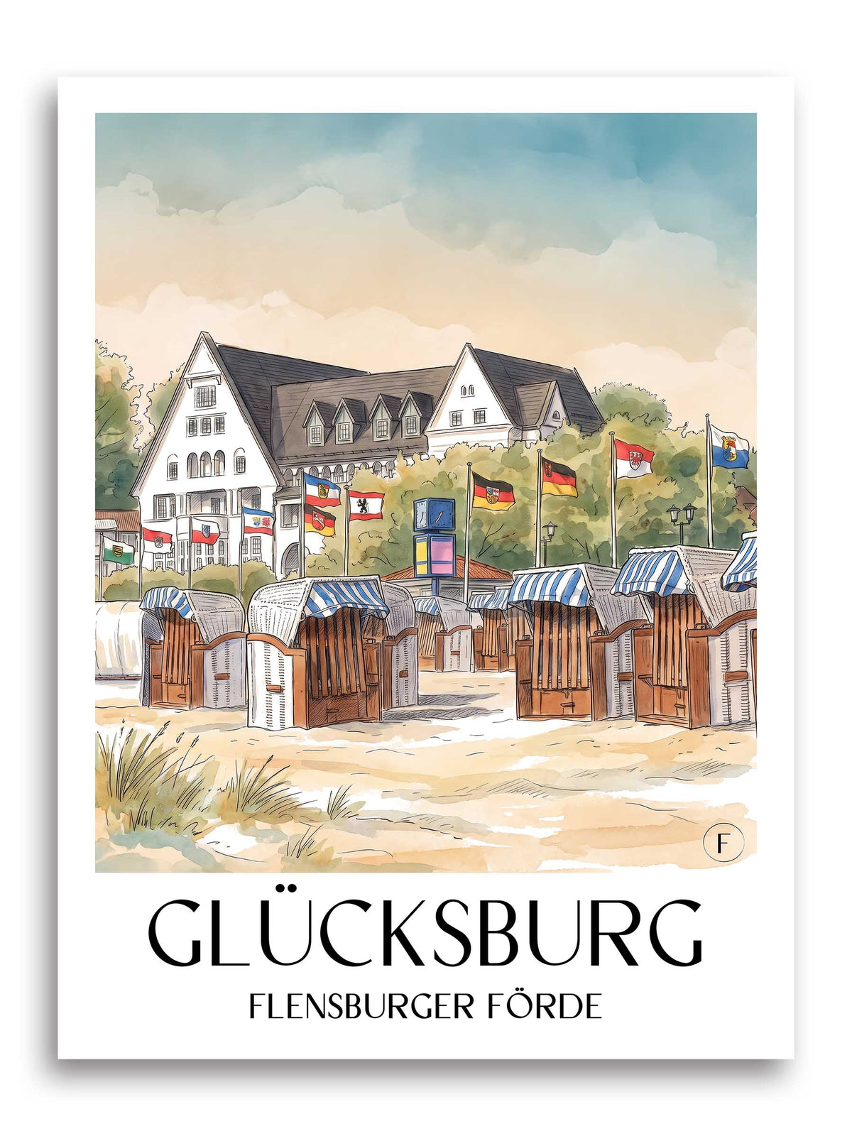 glücksburg-flensburger-förde-deutschland-poster-aquarell