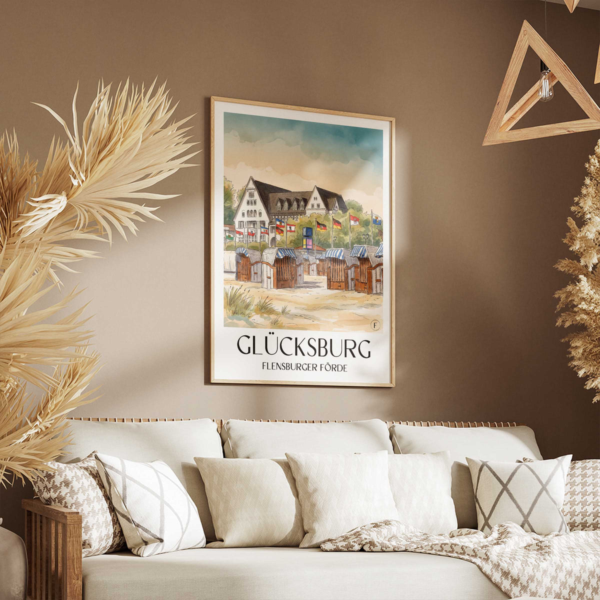 glücksburg-flensburger-förde-deutschland-poster-aquarell