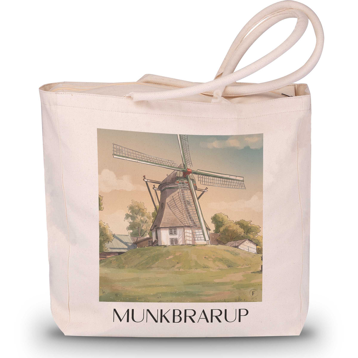 Munkbrarup Shopping Tasche - Flensburger Förde - Deutschland Tote Bag - Einkaufstasche im Aquarell Stil