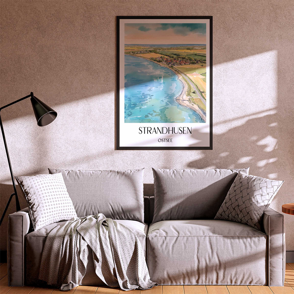 strandhusen-ostsee-deutschland-poster-aquarell