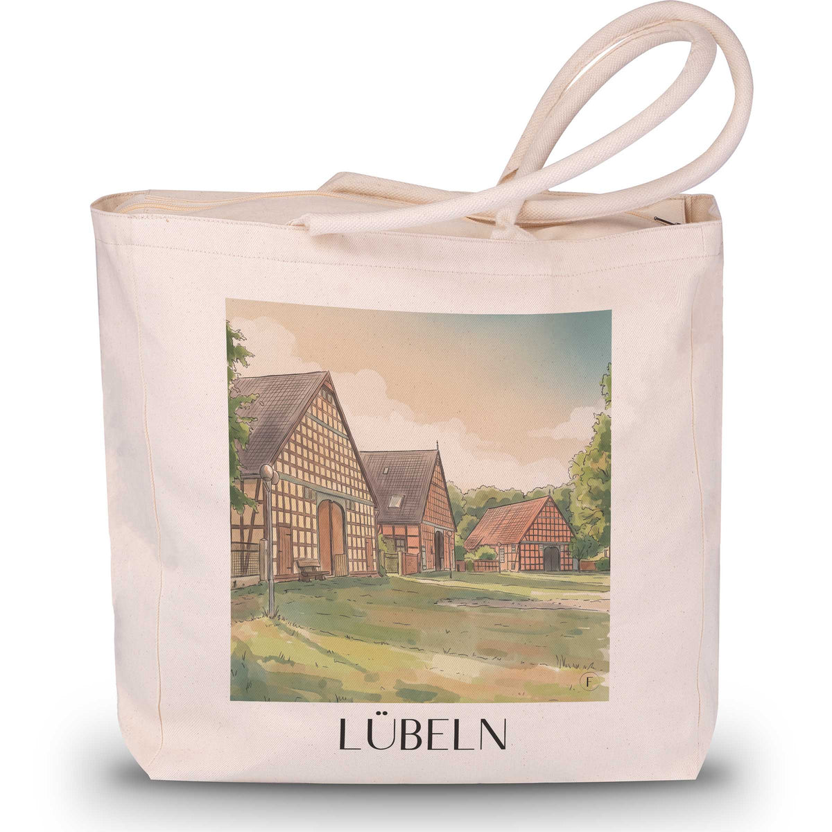 Lübeln Shopping Tasche - Wendland - Deutschland Tote Bag - Einkaufstasche im Aquarell Stil