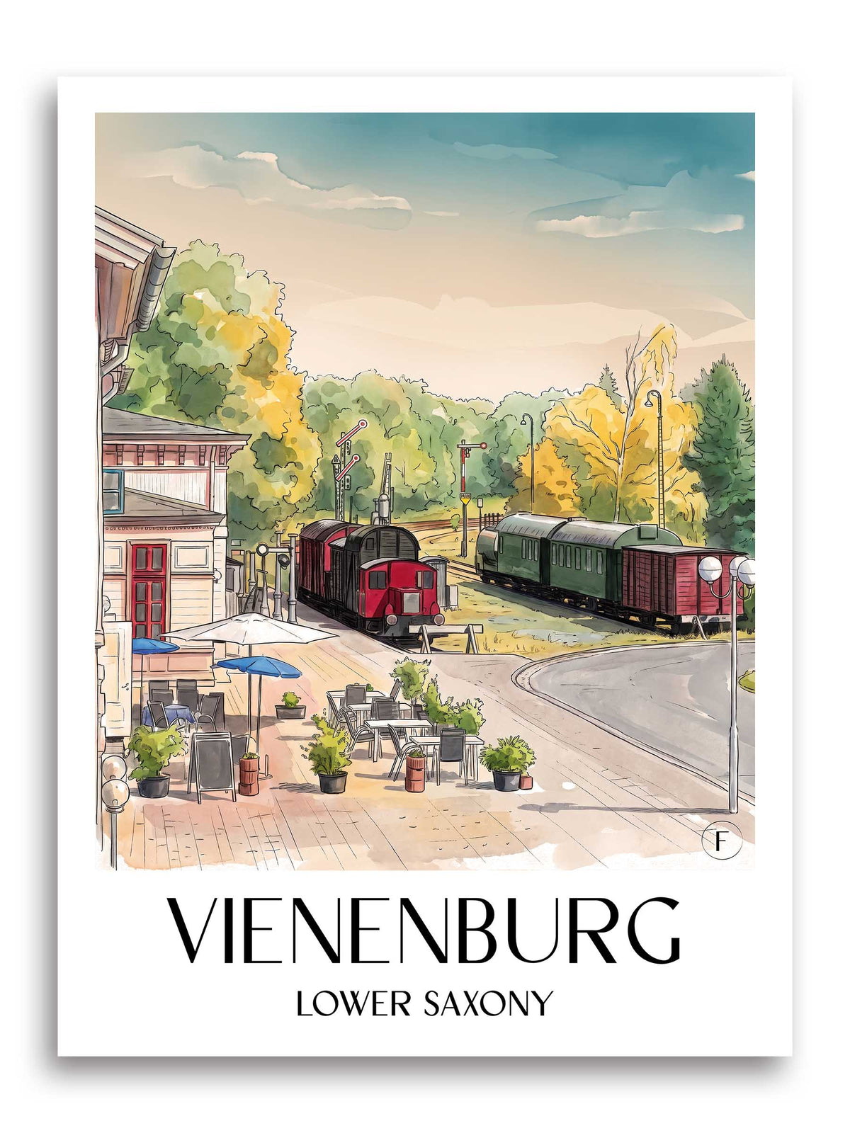 Vienenburg Poster - Niedersachsen - Deutschland Kunstdruck - Aquarell von A4 bis A1