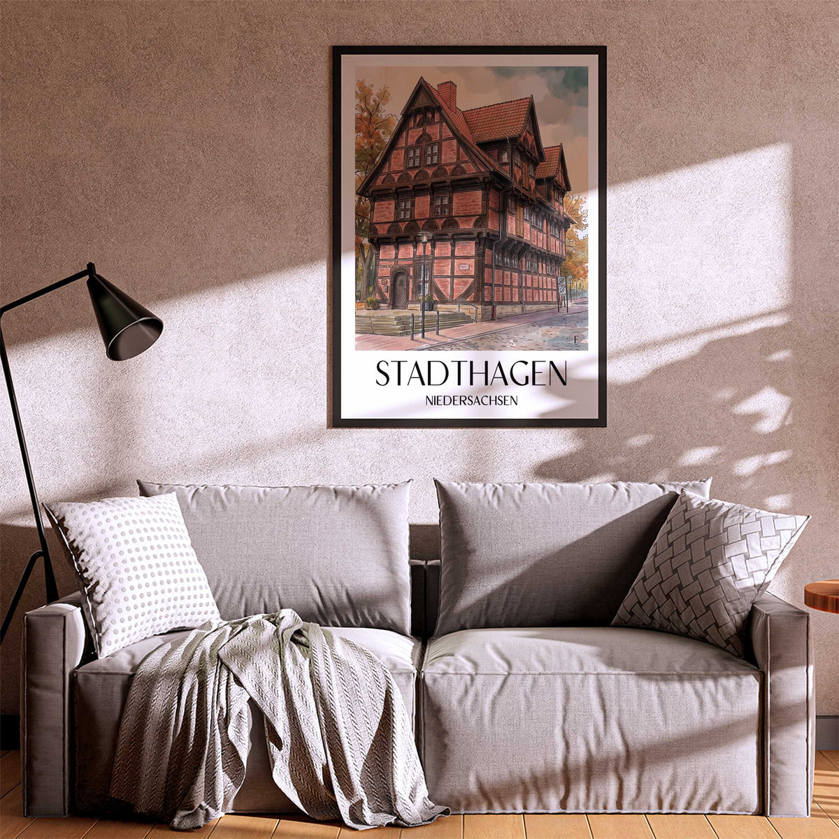stadthagen-niedersachsen-deutschland-poster-aquarell