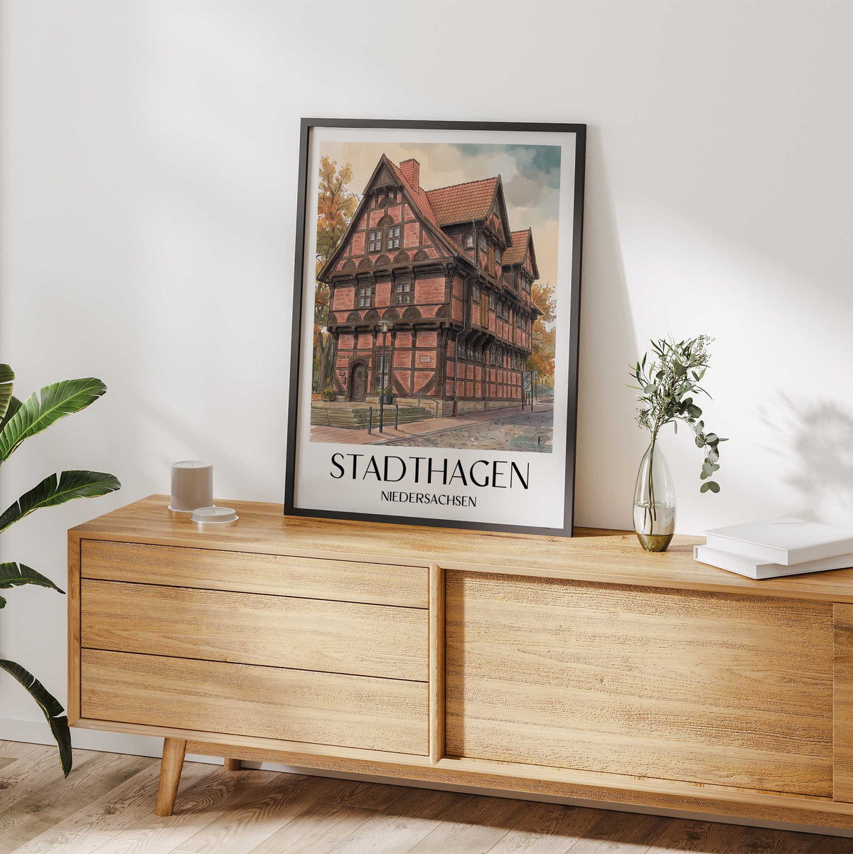 stadthagen-niedersachsen-deutschland-poster-aquarell