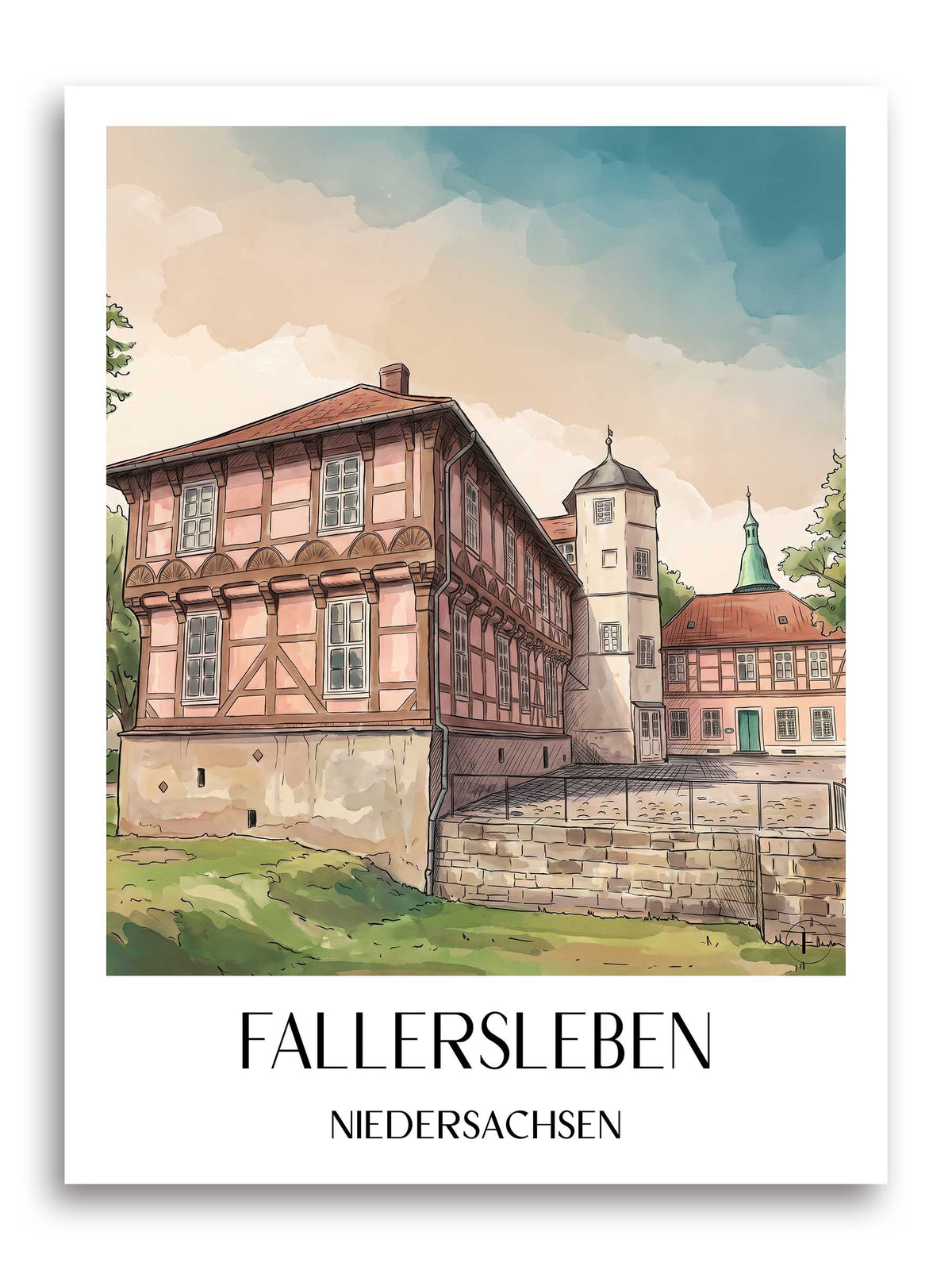 fallersleben-niedersachsen-deutschland-poster-aquarell