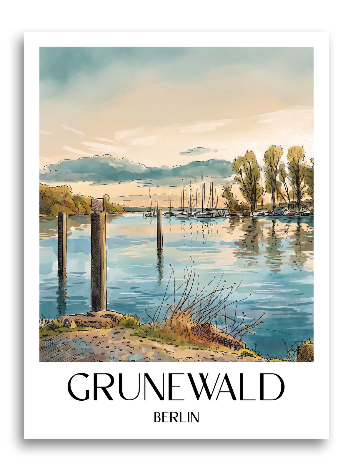 Grunewald Poster - Berlin - Deutschland Kunstdruck - Aquarell von A4 bis A1