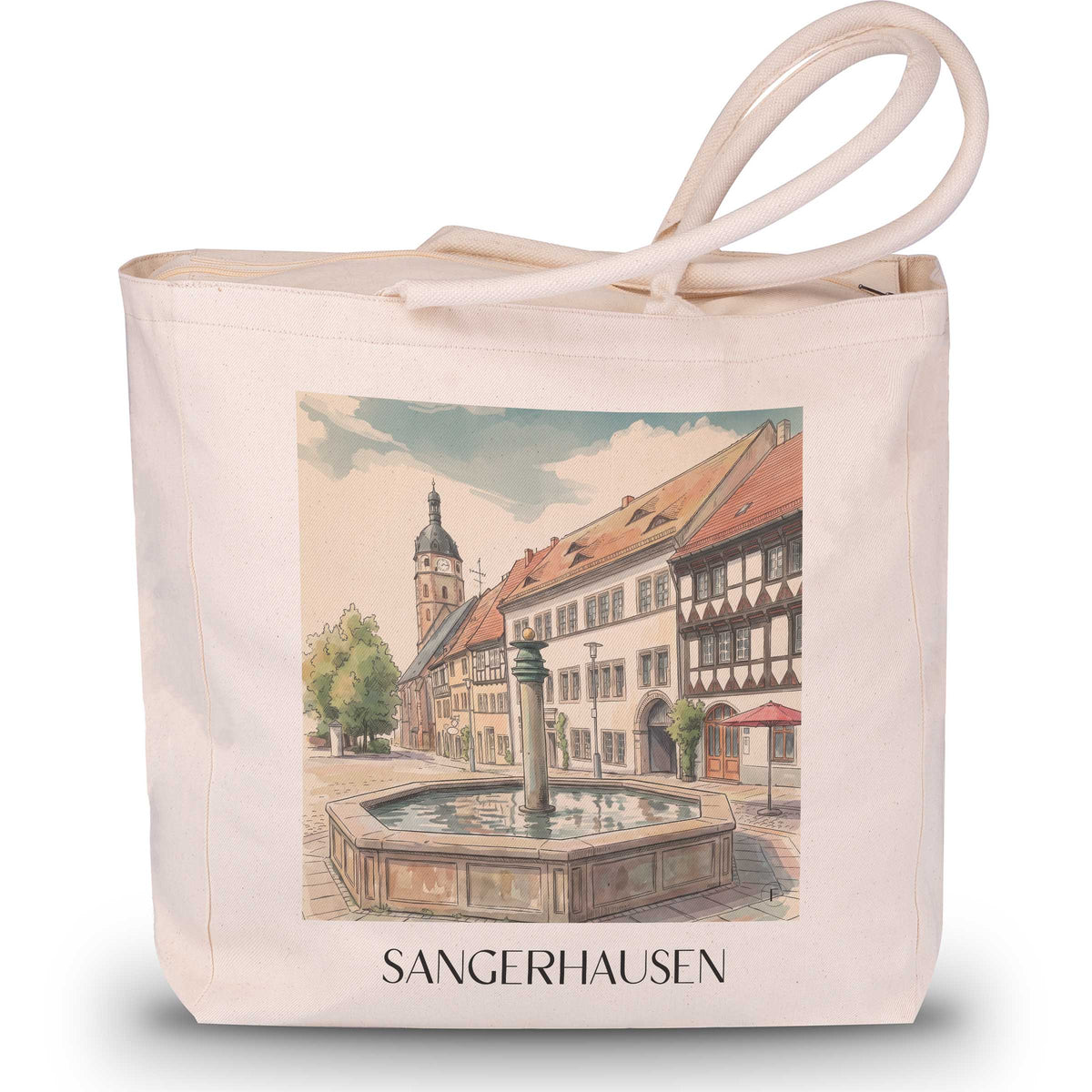 Sangerhausen Shopping Tasche - Südharz - Deutschland Tote Bag - Einkaufstasche im Aquarell Stil