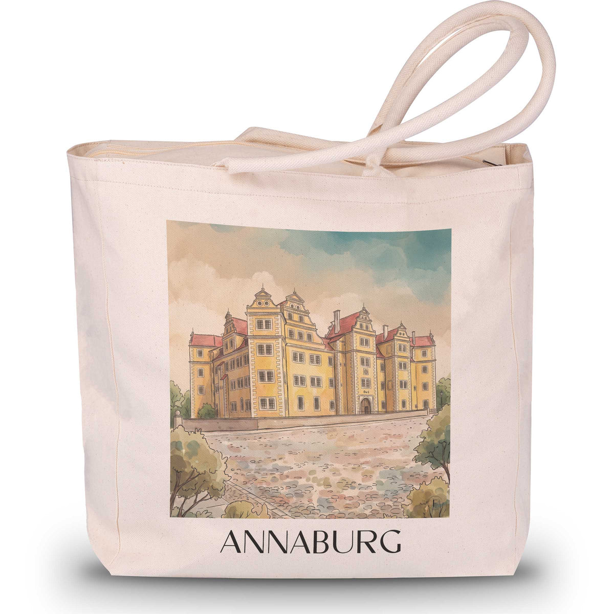 annaburg-sachsen-anhalt-deutschland-einkaufstasche-aquarell