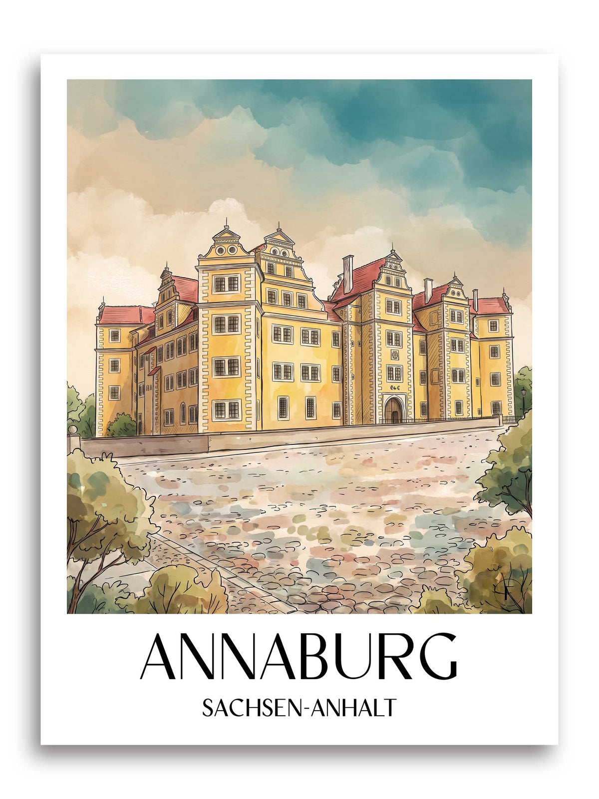 annaburg-sachsen-anhalt-deutschland-poster-aquarell
